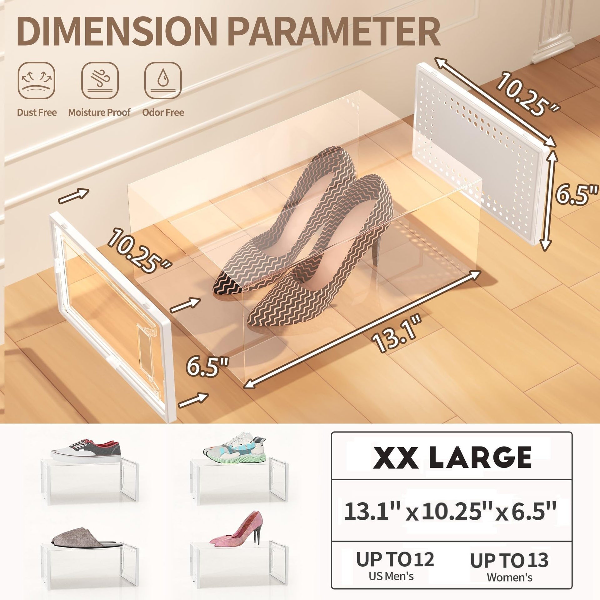 12 Pack XX Large Shoe Storage Organizer for Closet (12 Count)