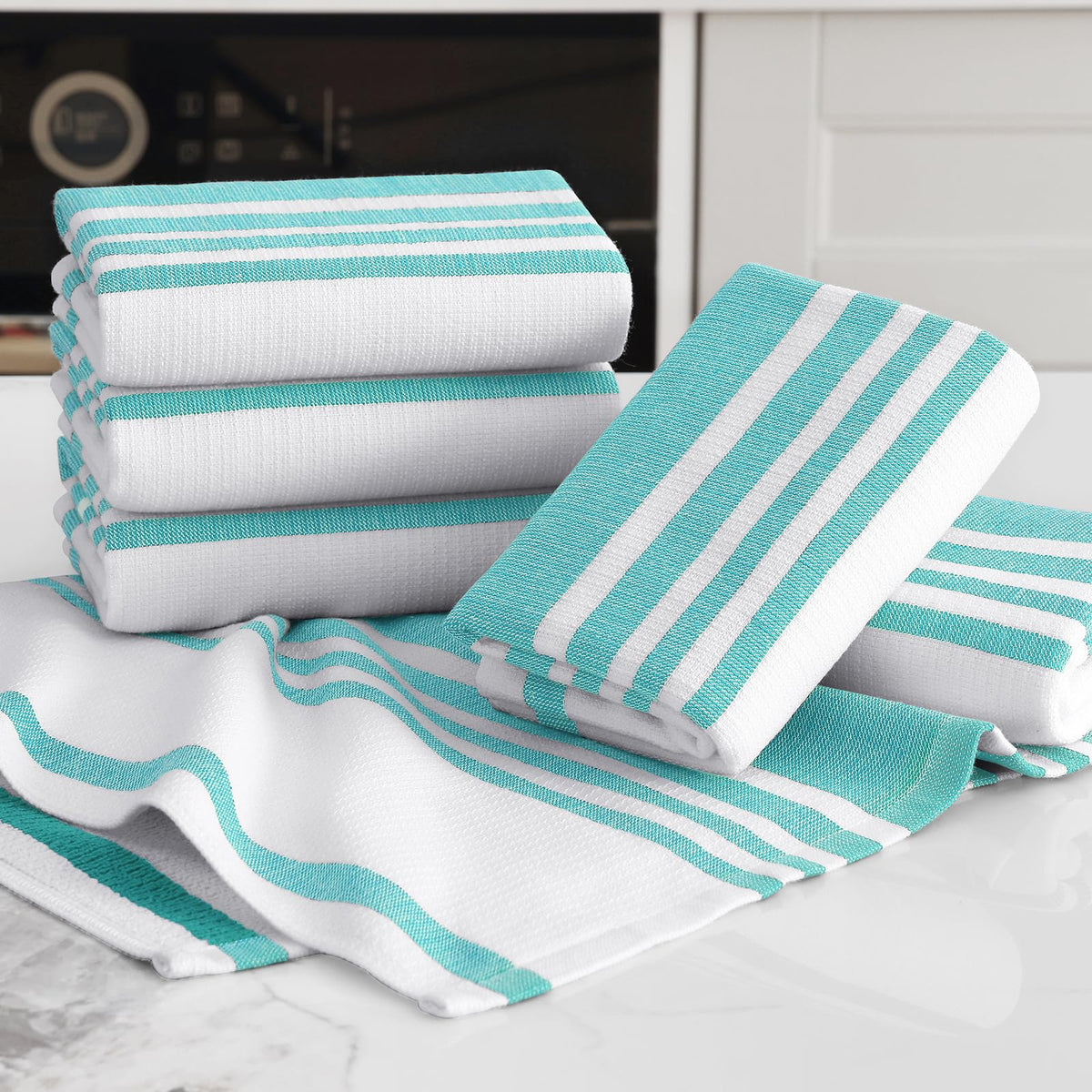 Premium Cotton Stripe Kitchen Towels 6 Pack (6 Count)