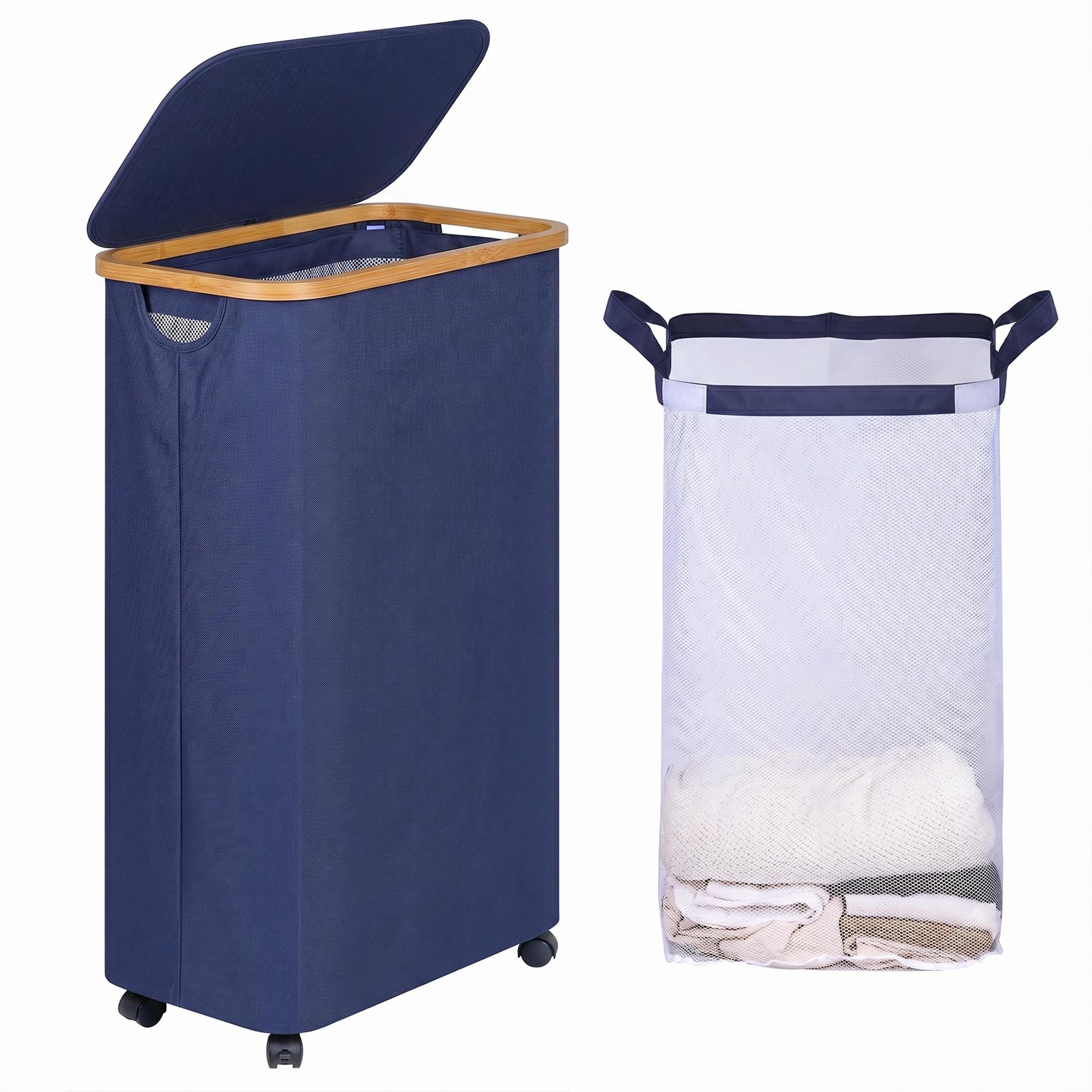 Slim Laundry Hamper with Wheels