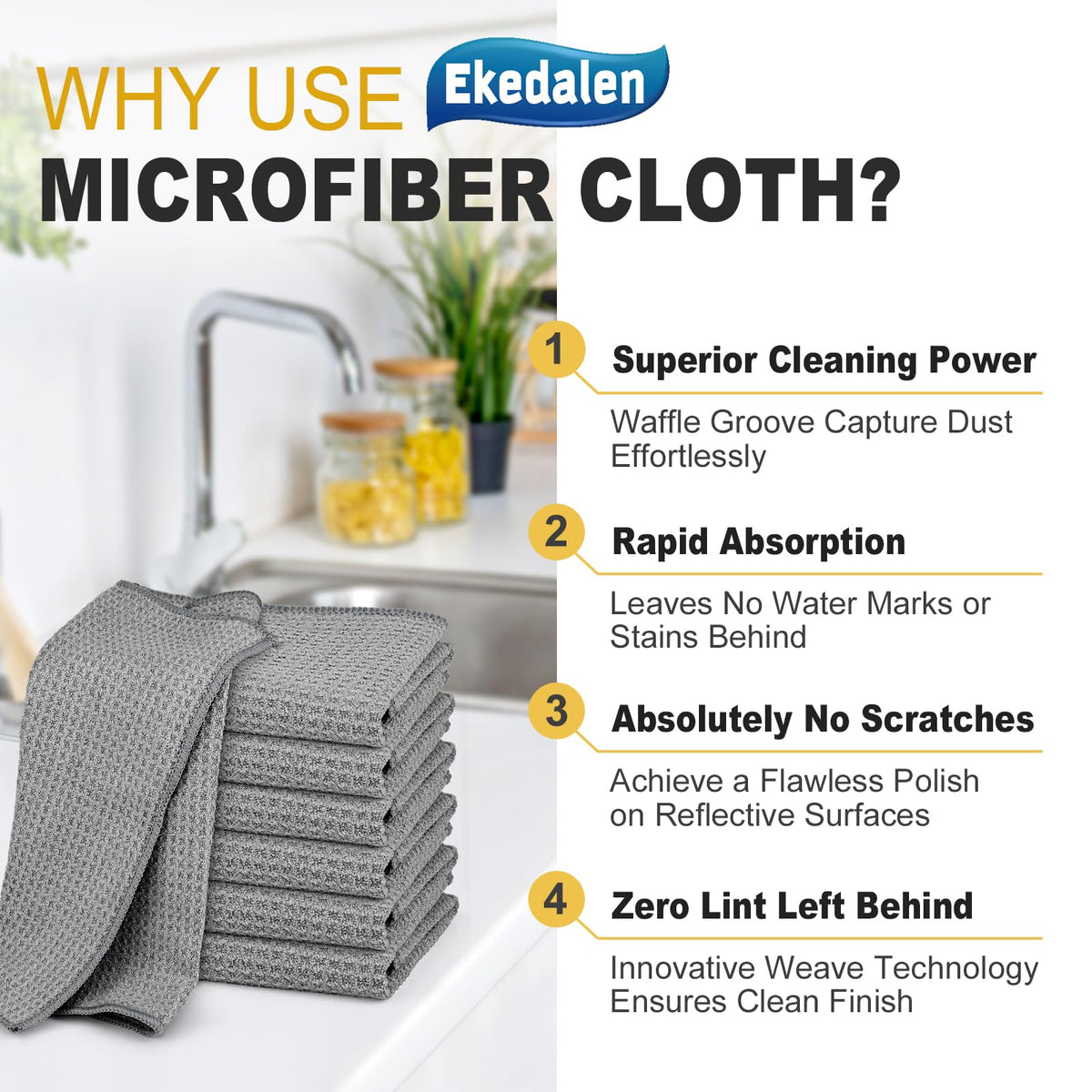 Microfiber Cleaning Cloth Lint Free Glass Polish (6 Count)