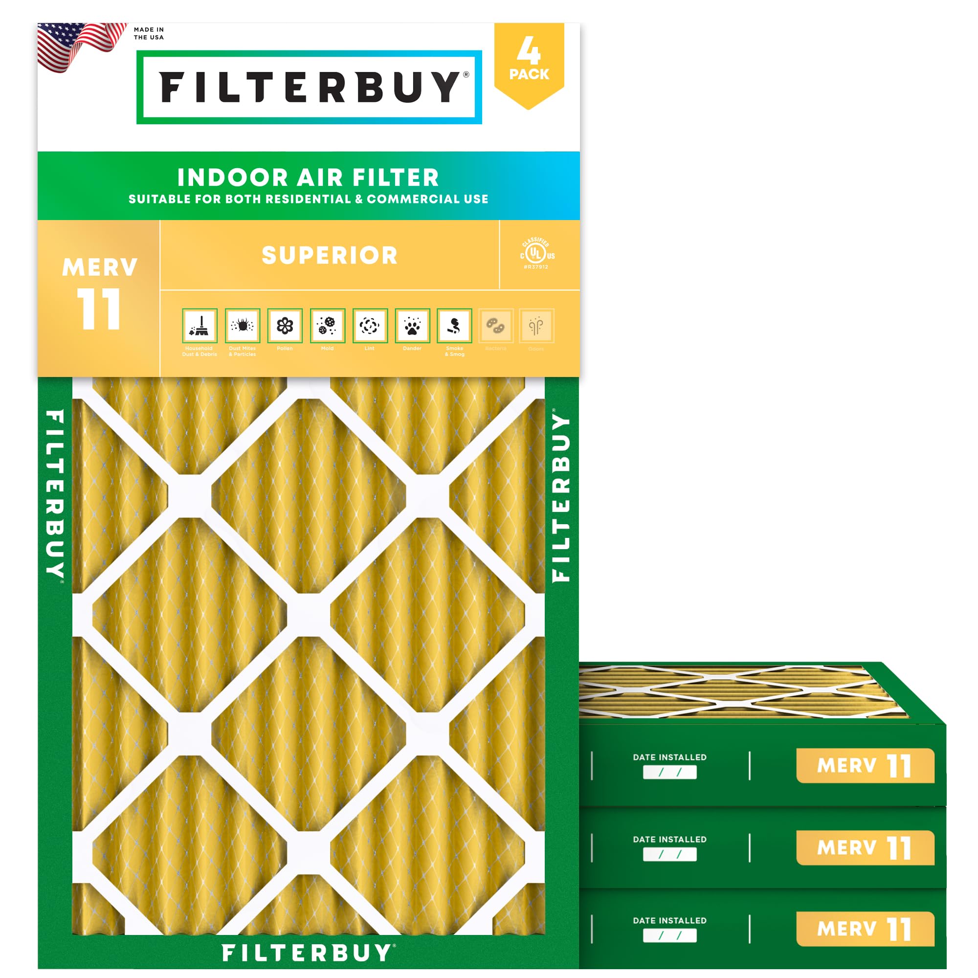 12x20x2 Air Filter MERV 11 Pet & Allergy Defense (4 Count)