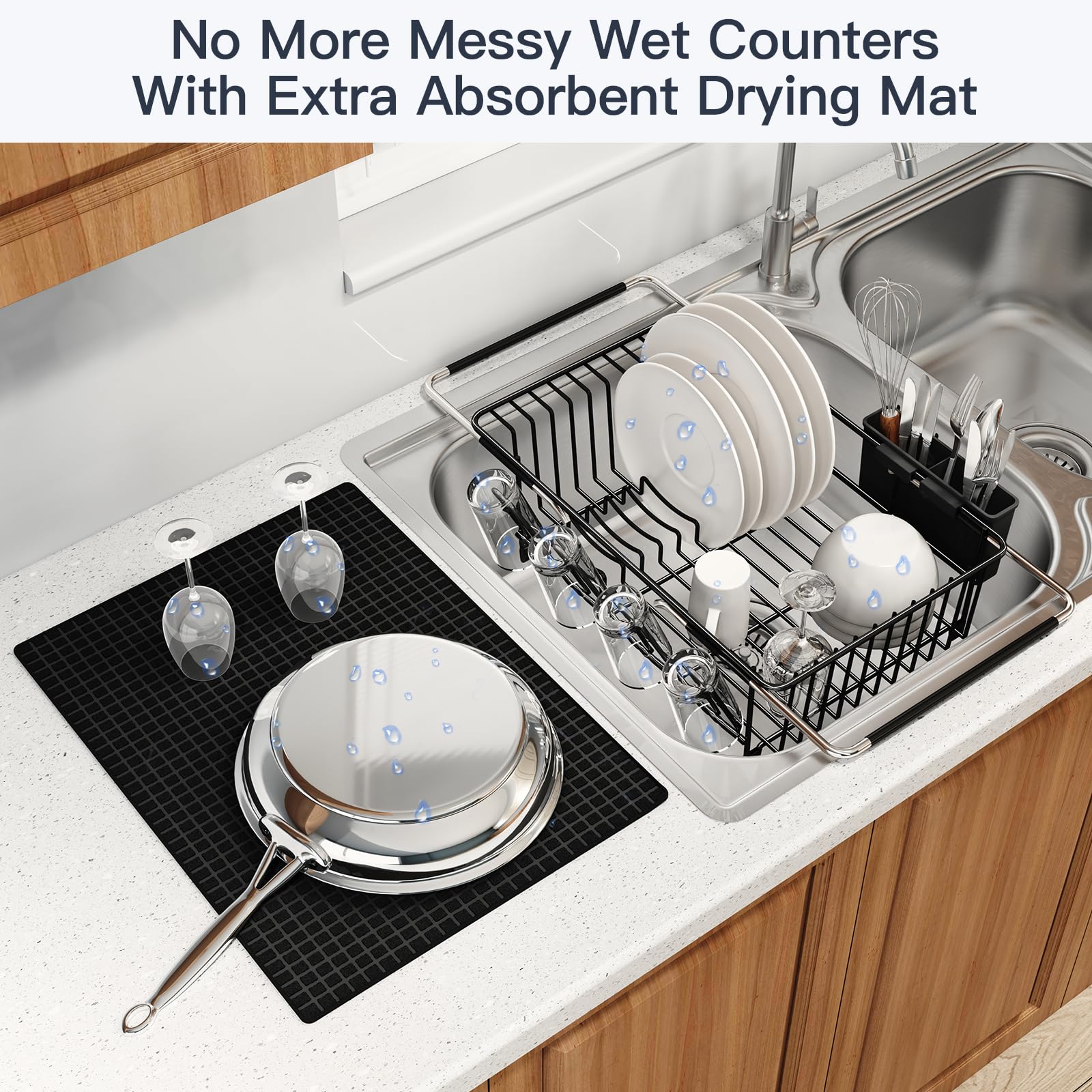 Dish Drying Rack Over The Sink with Utensil Holder
