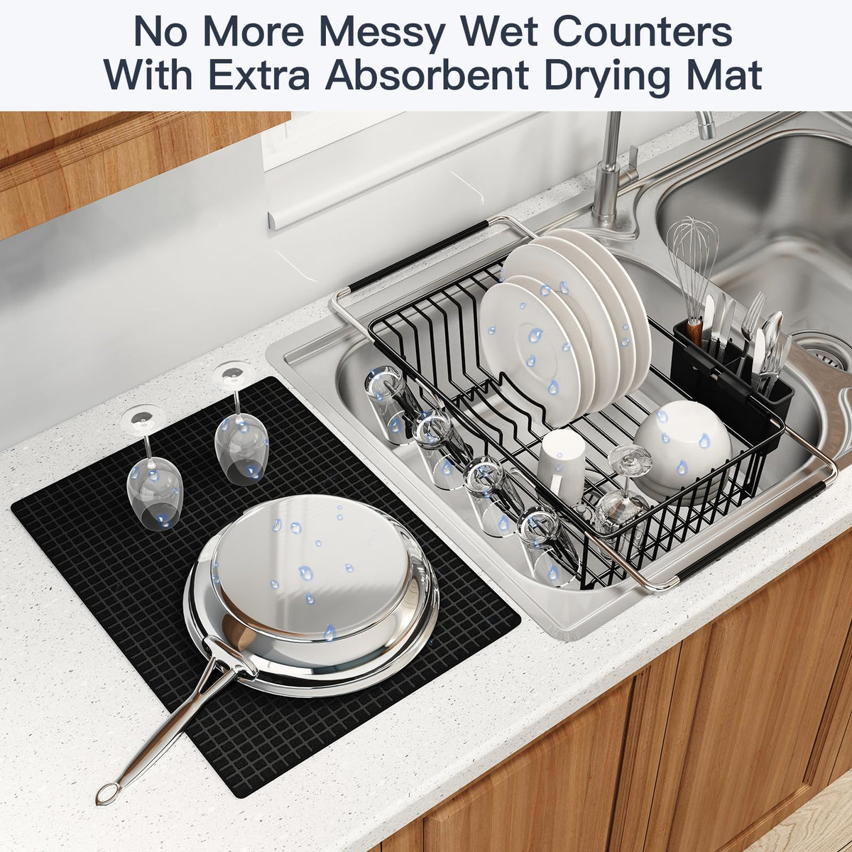 Dish Drying Rack Over The Sink with Utensil Holder
