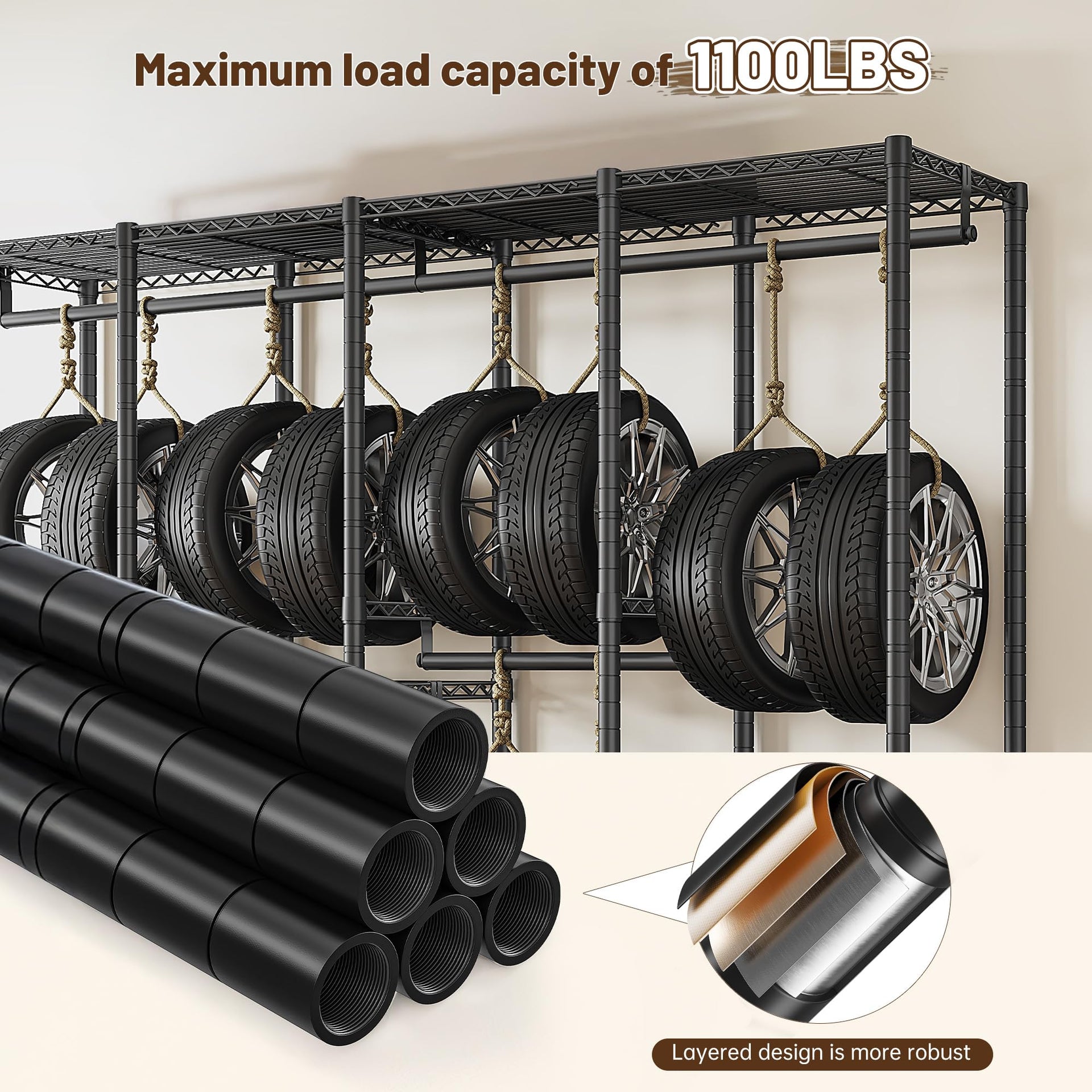 Clothes Rack Heavy Duty 1100 LBS Capacity Clothing Racks for Hanging Clothes Adjustable Garment Rack