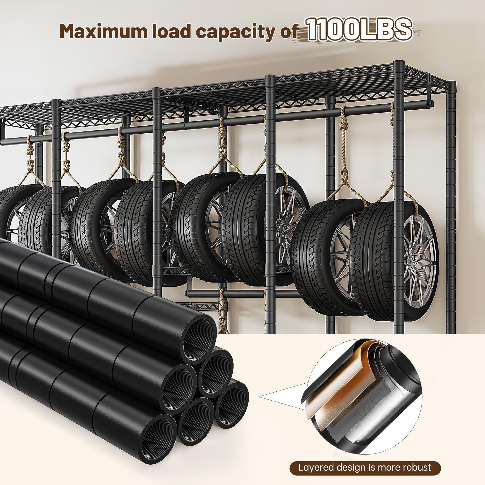 Clothes Rack Heavy Duty 1100 LBS Capacity Clothing Racks for Hanging Clothes Adjustable Garment Rack