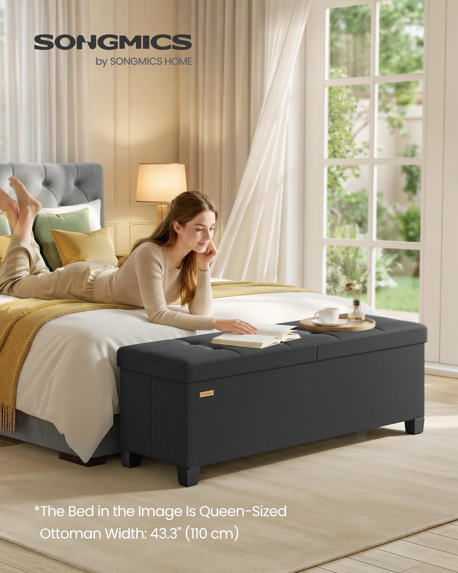 Storage Ottoman Bench with Legs