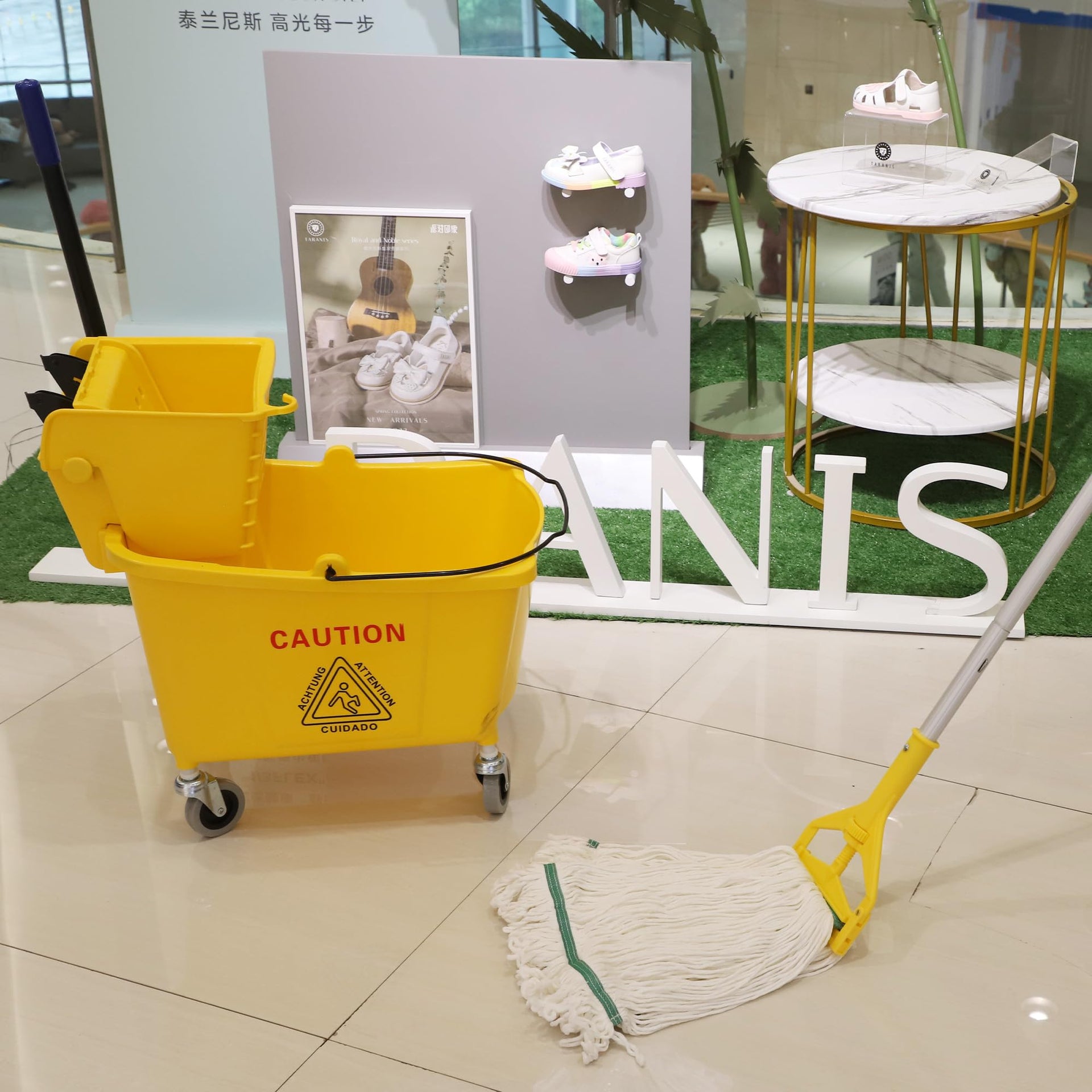 Commercial Mop Bucket with Side Press Wringer on Wheels