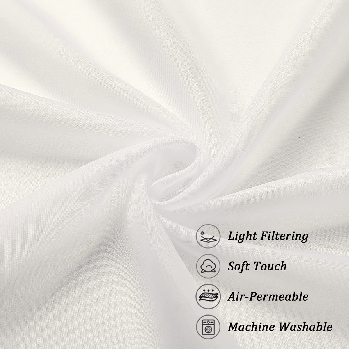 Ivory Sheer Curtains 108 Inch Long 2 Panels Set