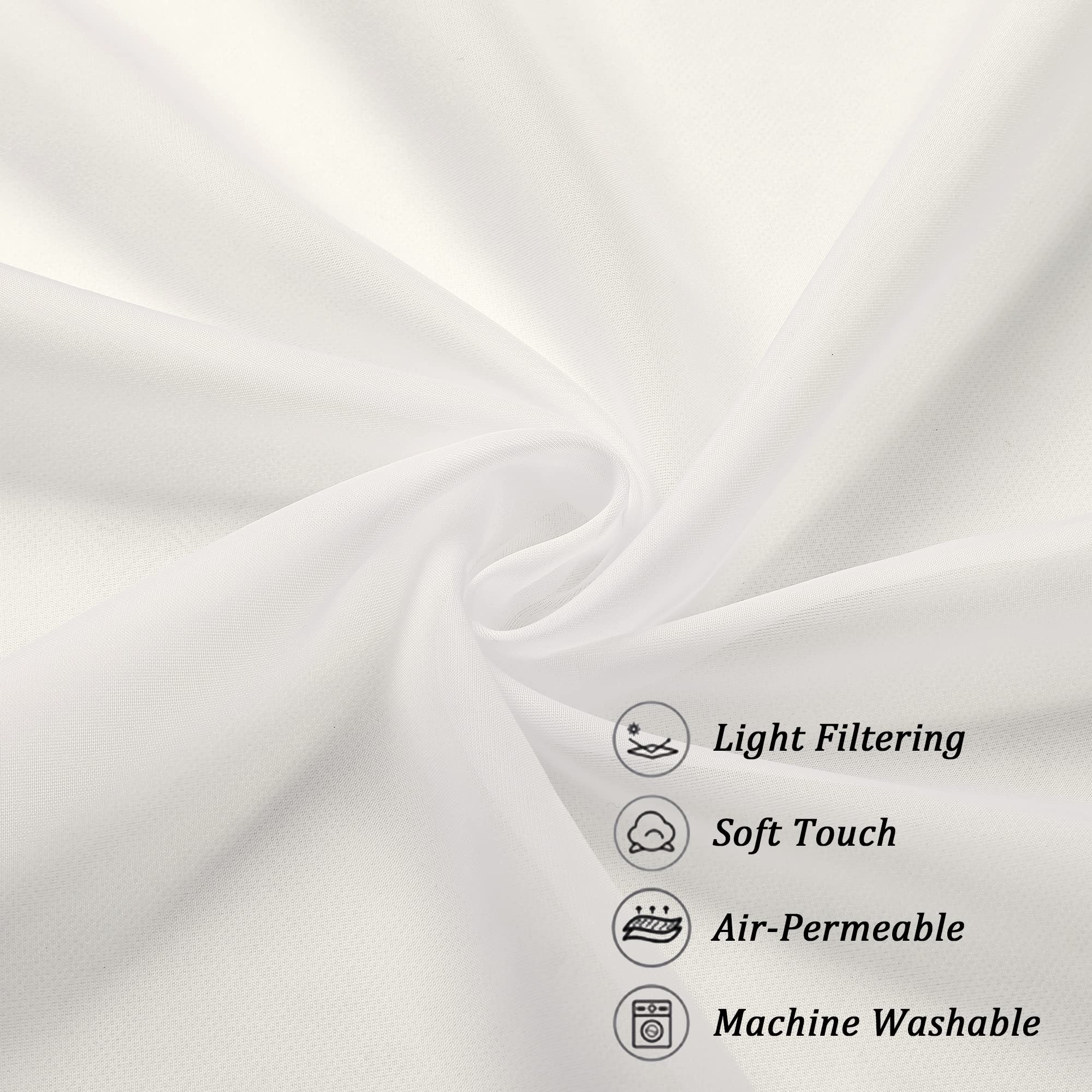 Ivory Sheer Window Curtain Panels 45 Inch