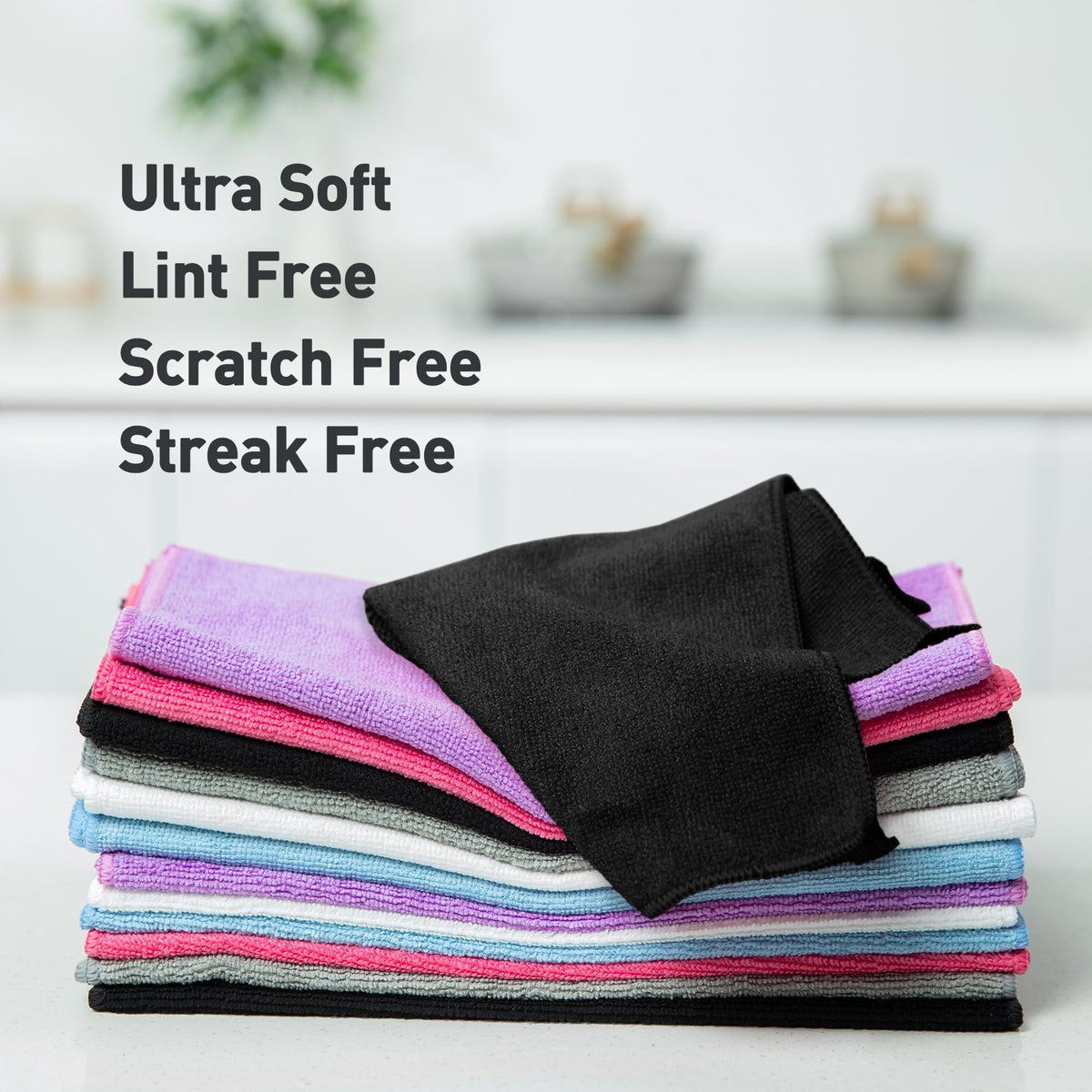 Black Microfiber Cleaning Cloth 13"x13" (12 Count) - ModHome Supplies