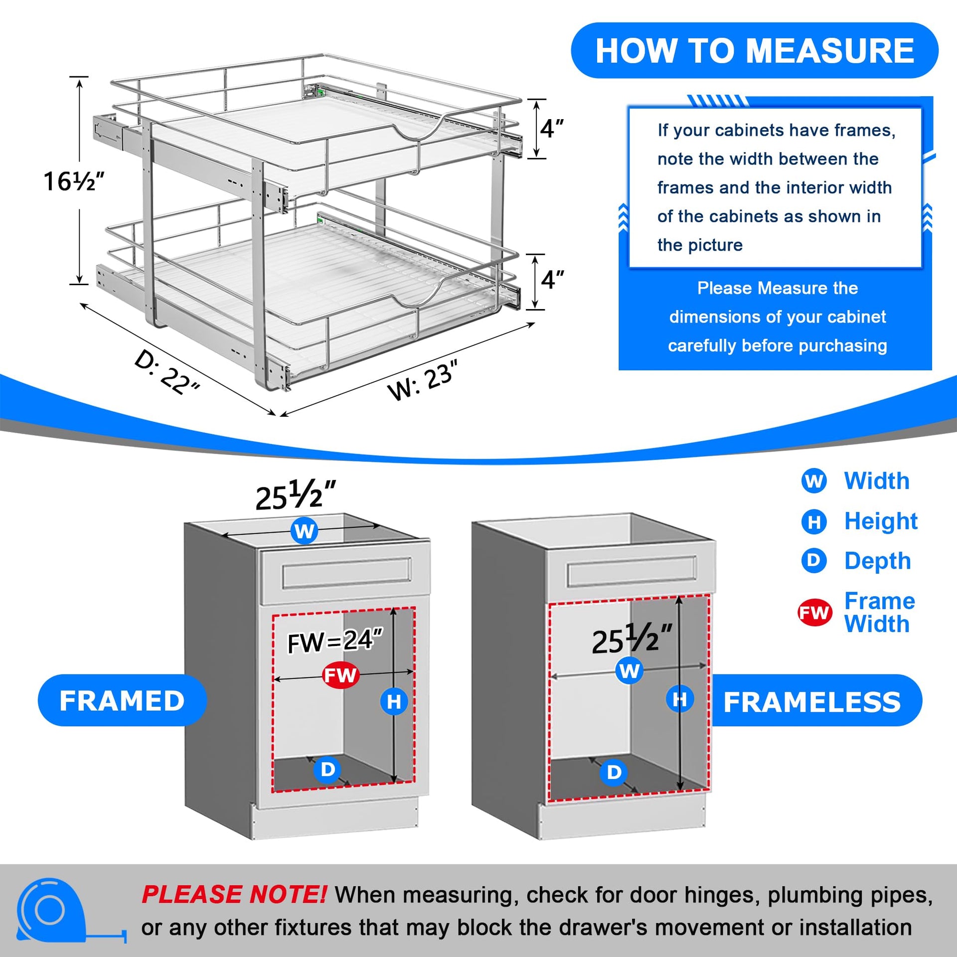2 Tier Kitchen Cabinet Pullout Shelf and Drawer Organizer