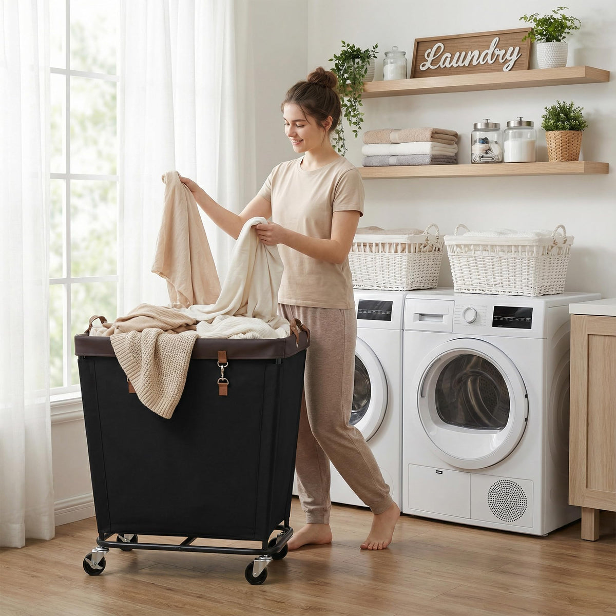 210L Laundry Basket with Wheels