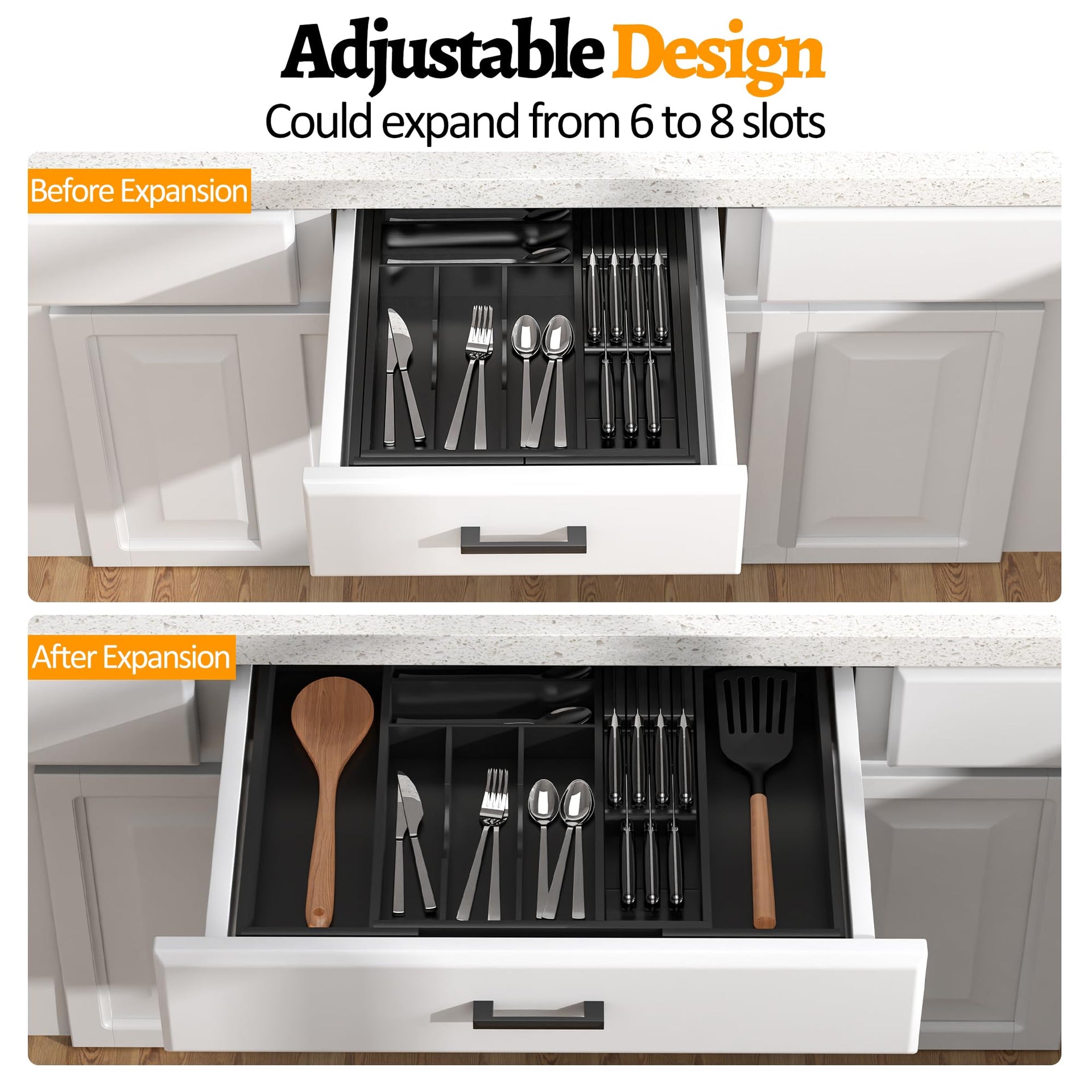 Bamboo Silverware Drawer Organizer