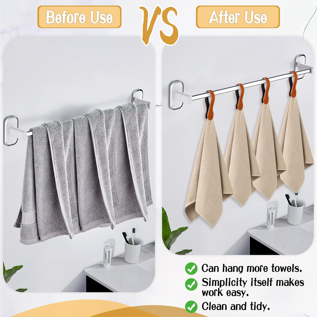 4 PCS Genuine Leather Towel Clips for Kitchen (4 Count)