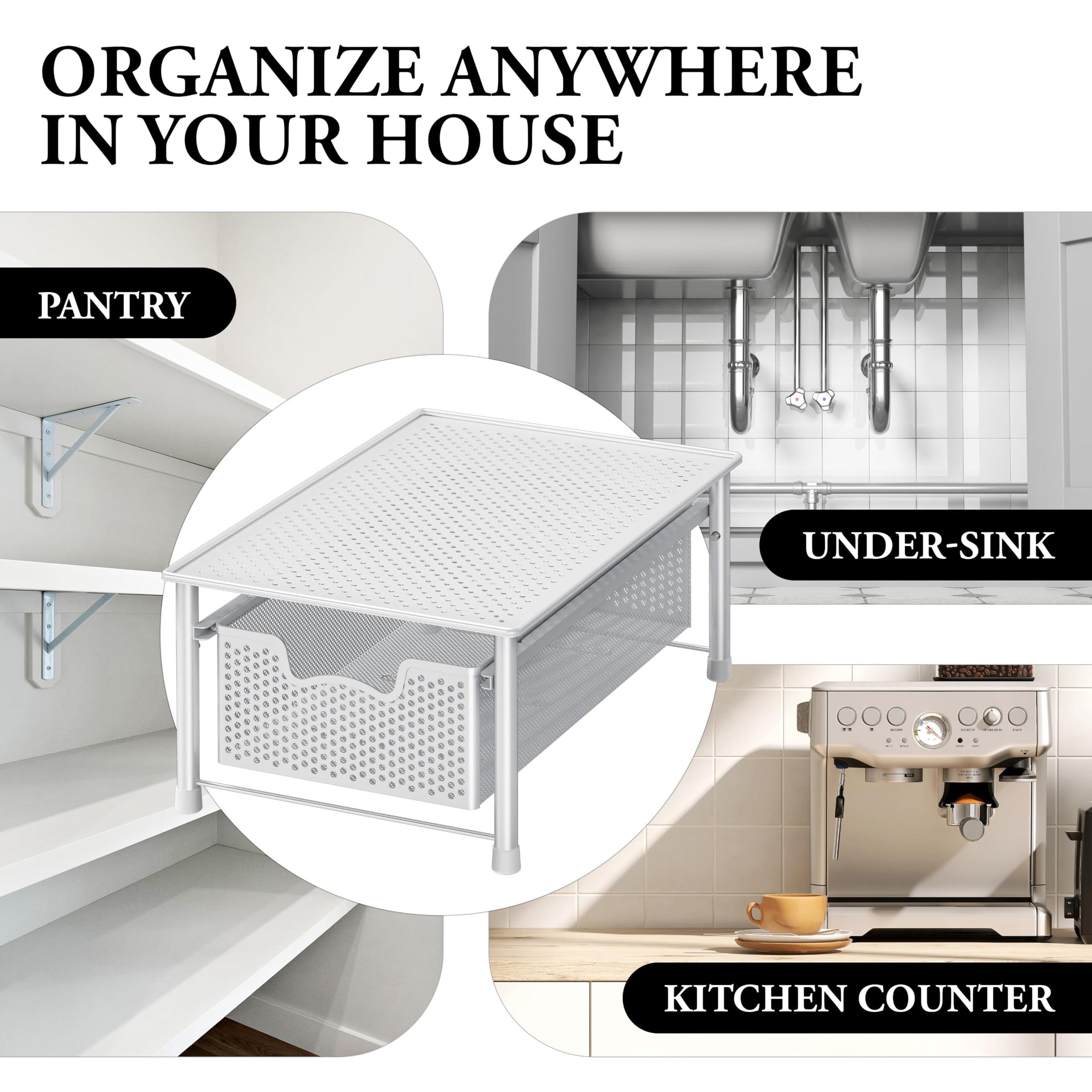 Stackable Cabinet Basket Drawer Organizer
