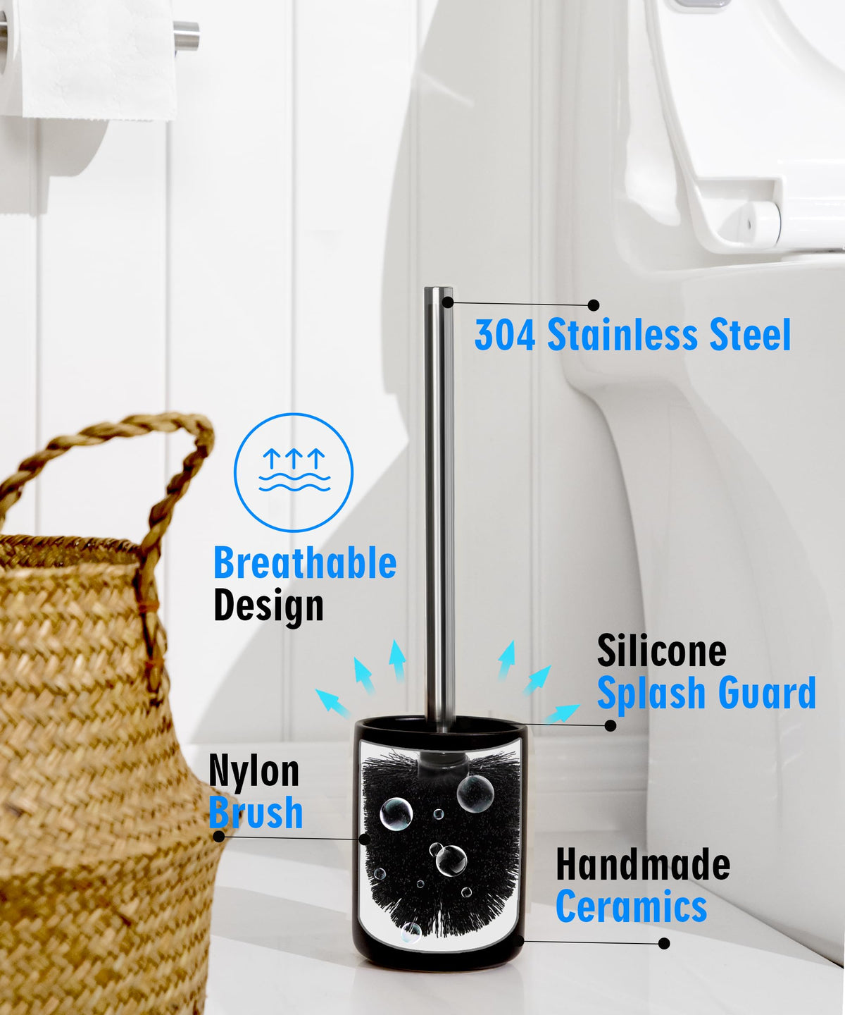 Ceramic Toilet Brush and Holder Set (3 Count)