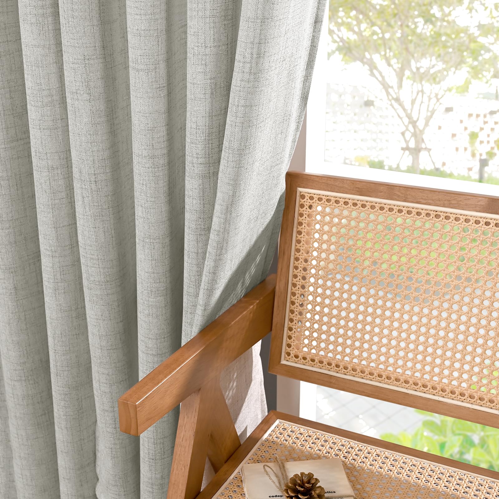 Light Grey Linen Curtains 90 Inch Long for Living Room Rod Pocket Floor Length Window Drapes Light Filtering for Bedroom Dining Privacy (2 Count)