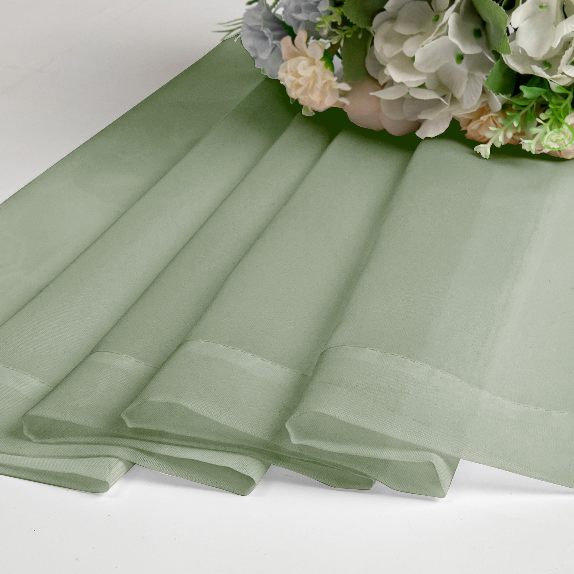 Sage Green Sheer Valance for Windows 2 Pack (2 Count)
