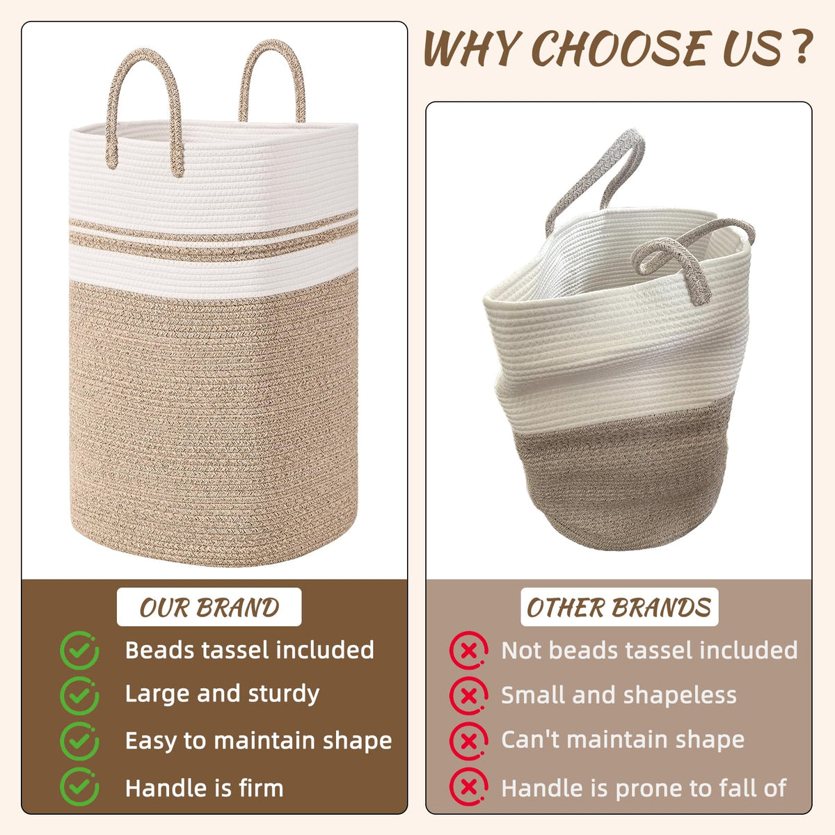 Woven Laundry Basket for Clothes (63.36 Ounce)