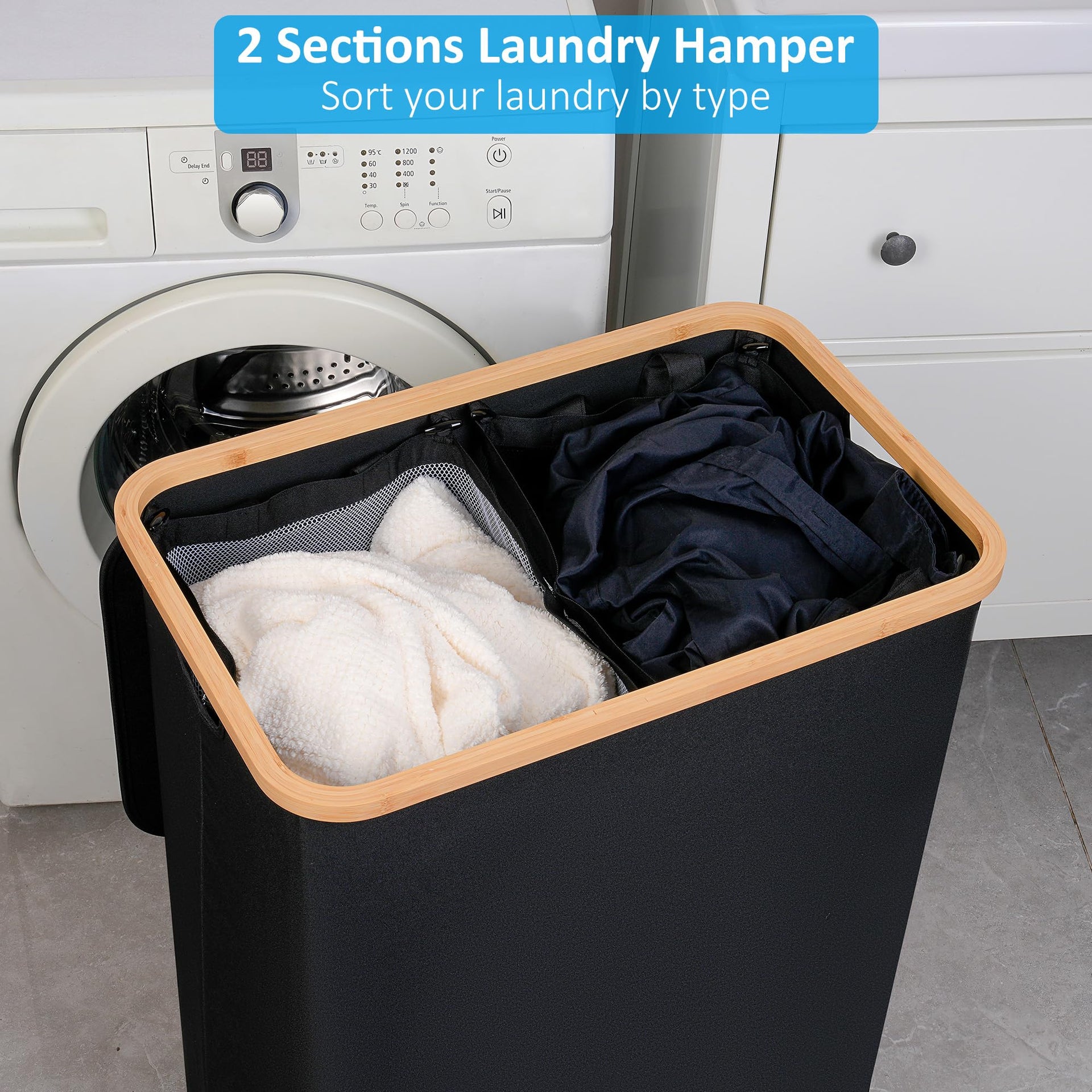 Double Laundry Hamper with Lid
