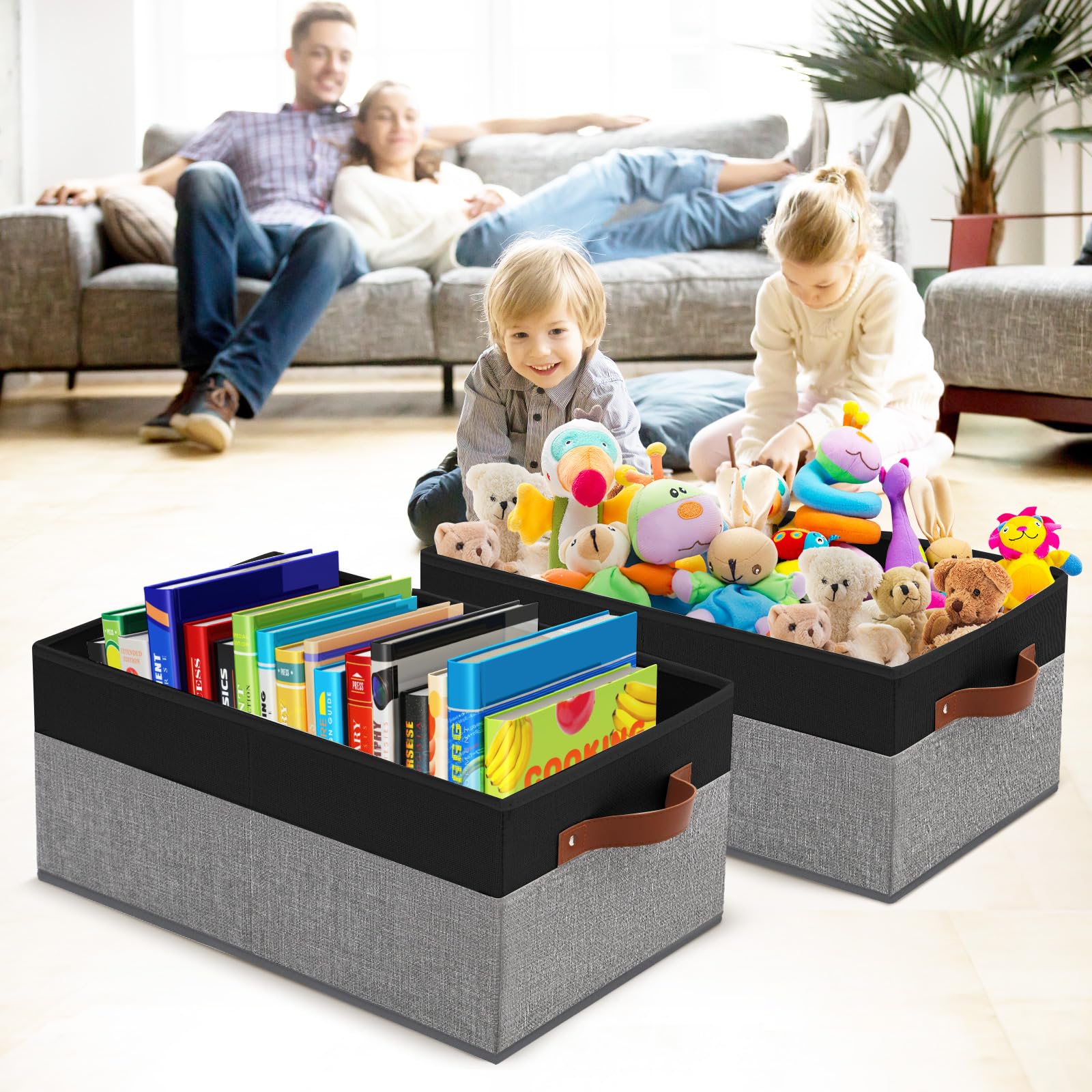 3 Pack Large Capacity Storage Bins Closet Organizer for Shelves (3 Count)