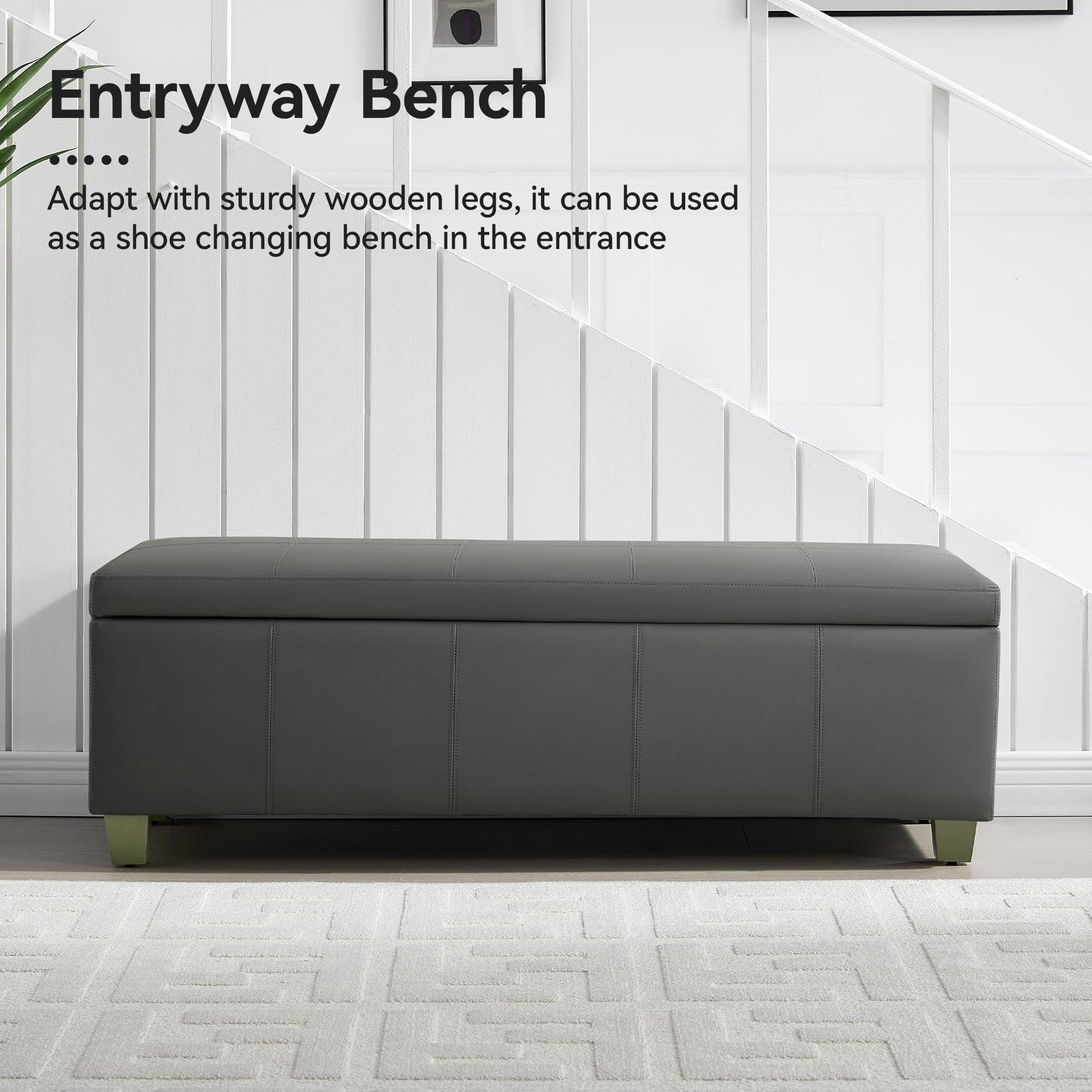 51" Faux Leather Storage Ottoman