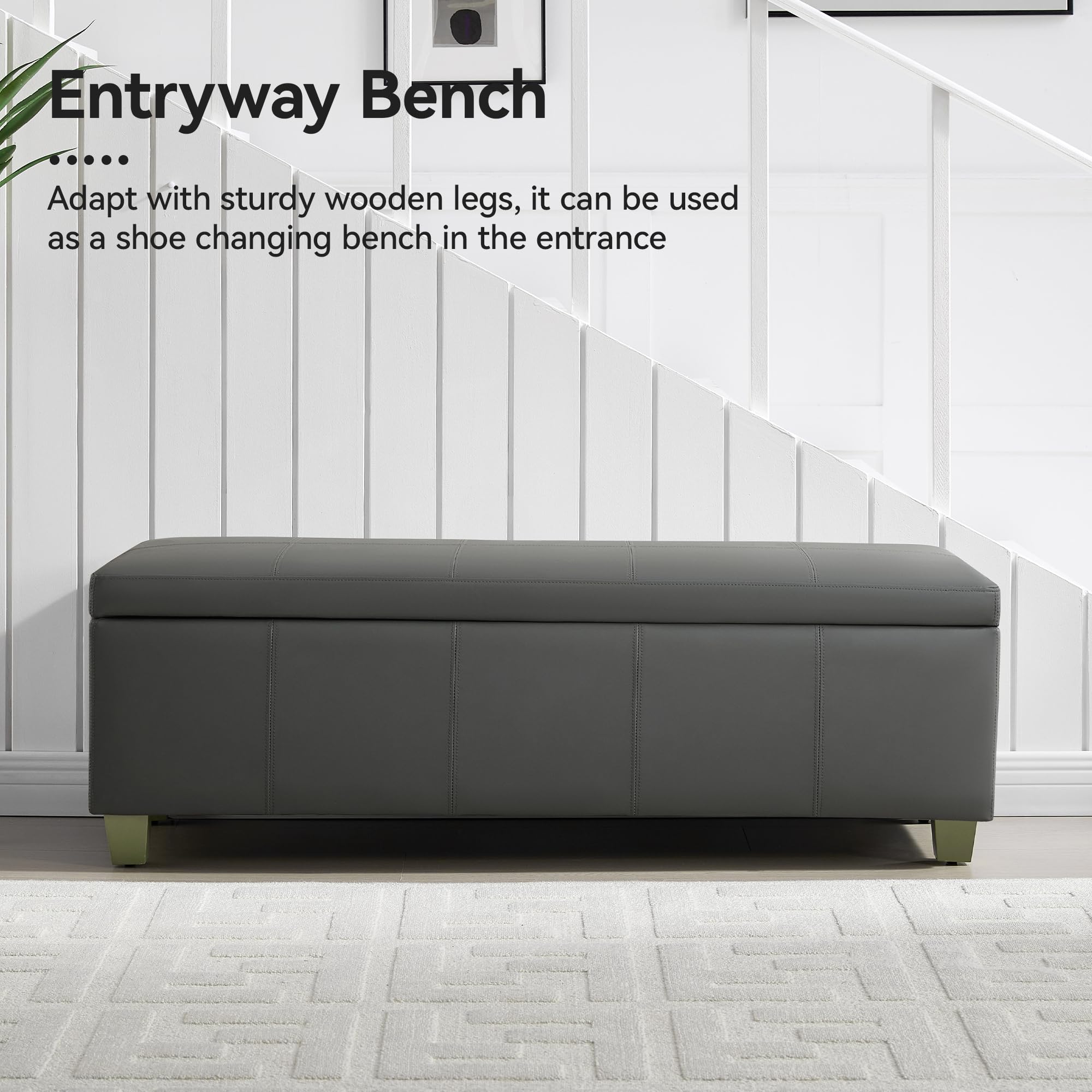 51" Faux Leather Storage Ottoman