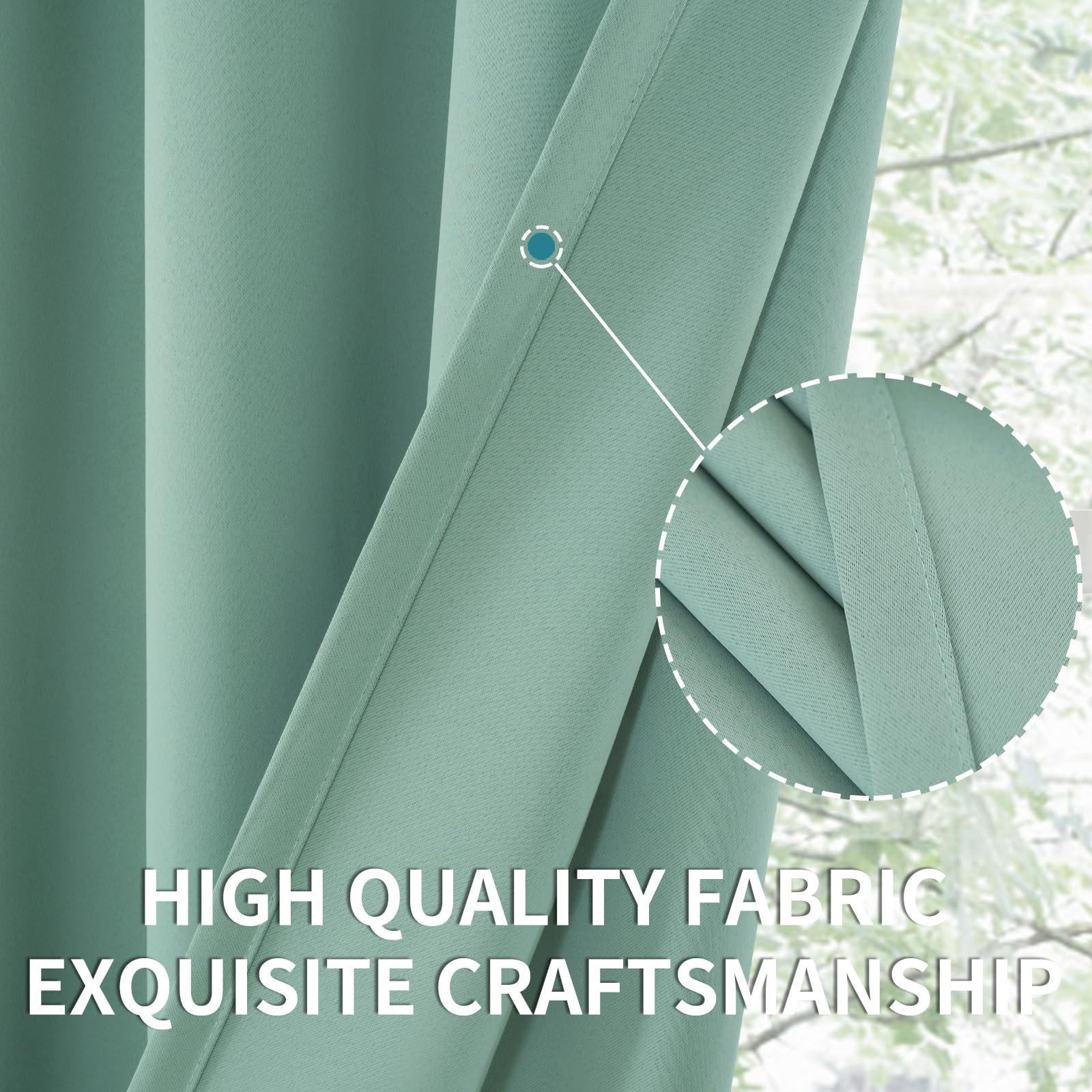 Light Sage Blackout Curtains for Living Room 84 Inches Long (2 Count)
