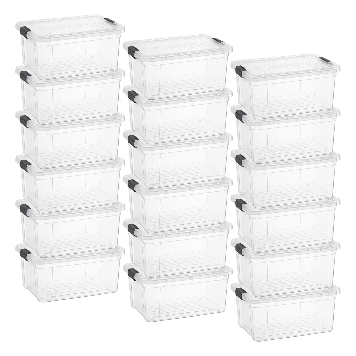 6.6 Quart Clear Plastic Storage Boxes with Lids (18 Count)