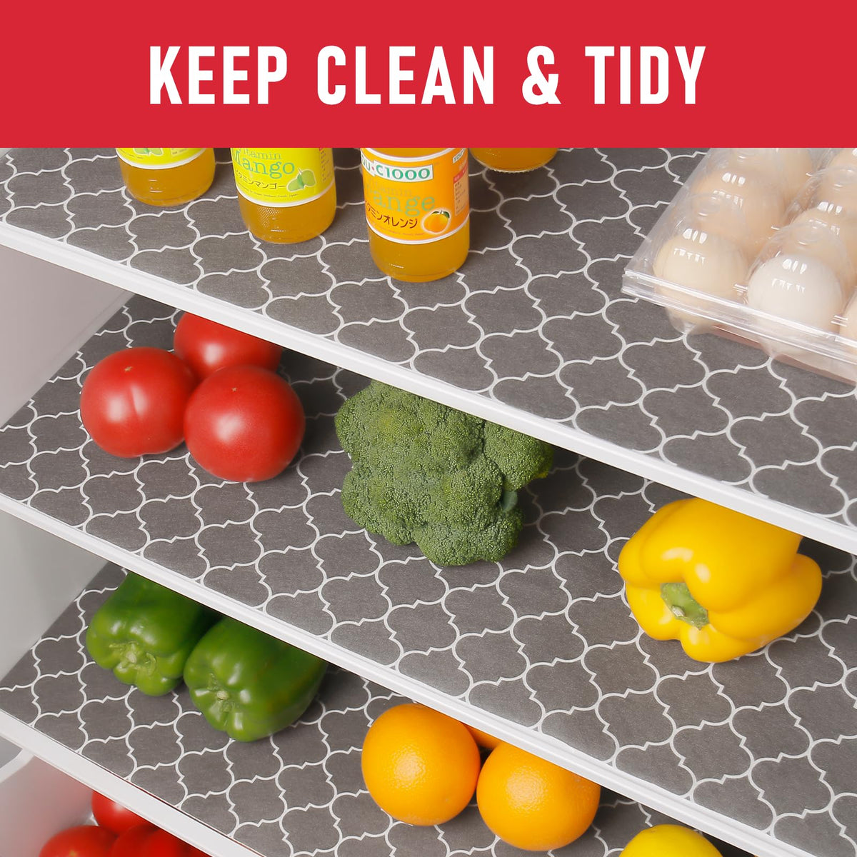 2 in 1 Refrigerator Liners & Fresh mats for Fridge Drawer and Glass Shelves (24 Sq Ft)