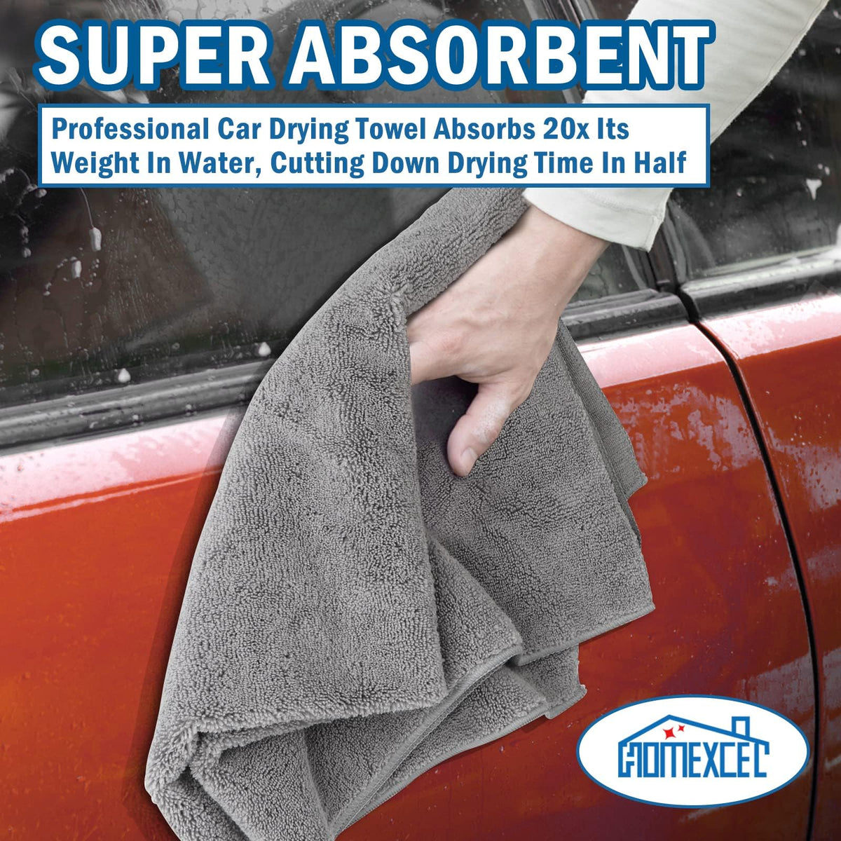 Professional Large Microfiber Car Drying Towels 4 Pack (4 Count)