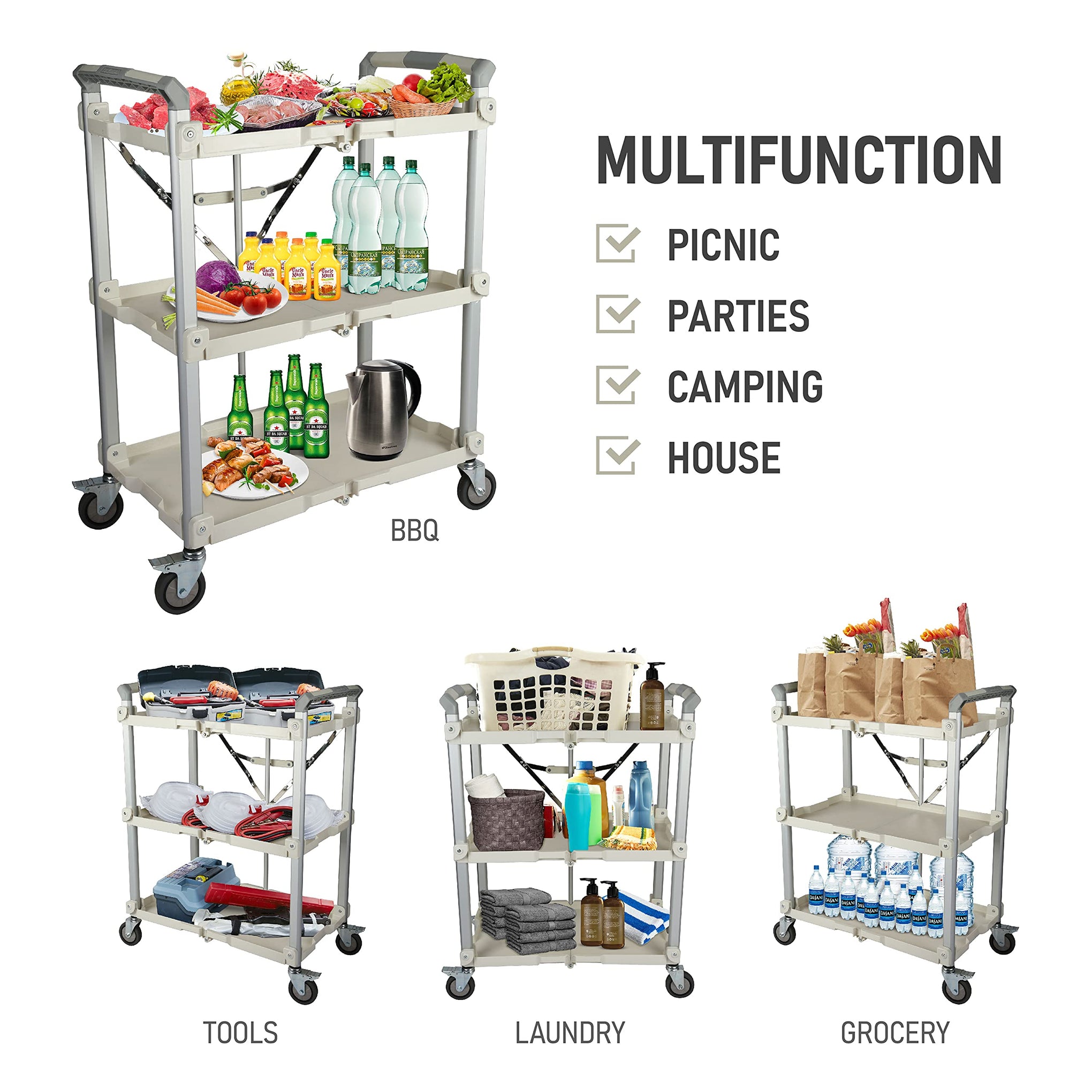 89 355 Pack N Roll Collapsible Service Cart
