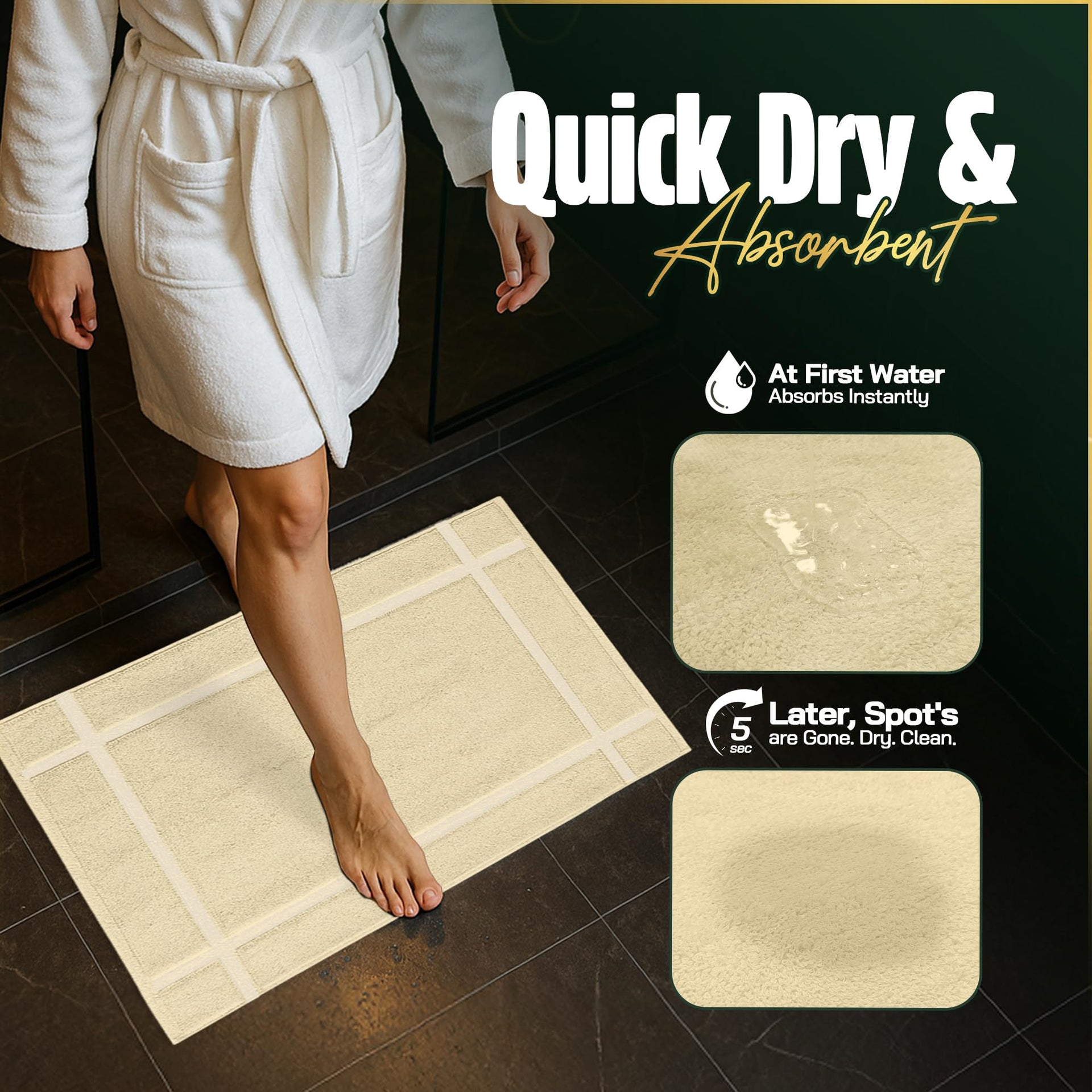 Pack of 2 100% Cotton Bath Mat 18x25 inches (2 Count)