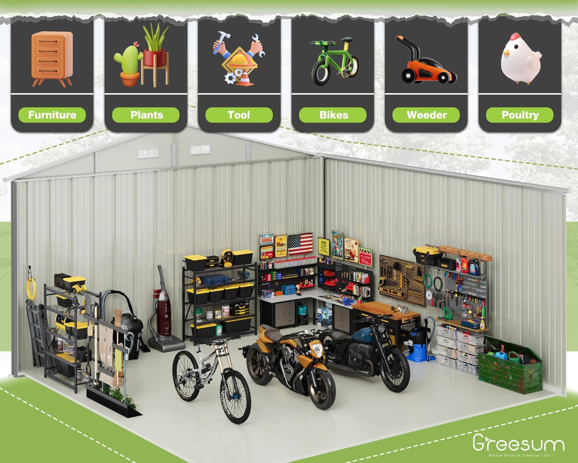 10x10FT Outdoor Storage Shed Utility Tool Shed