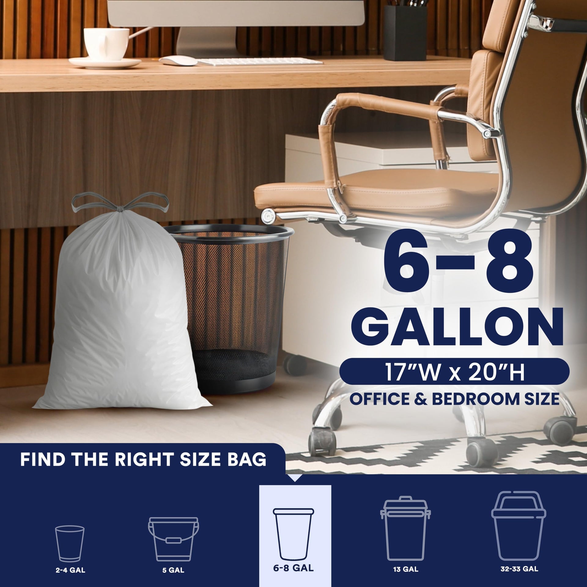 4 6 Gallon White Drawstring Bags (200 Count)
