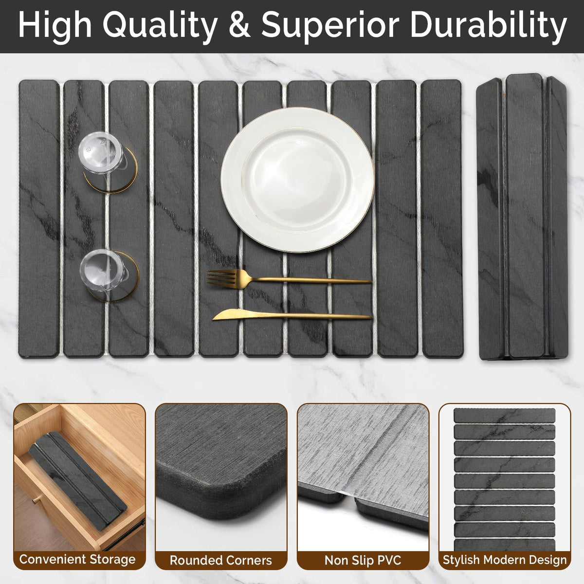 Large Stone Dish Drying Mat for Kitchen Counter