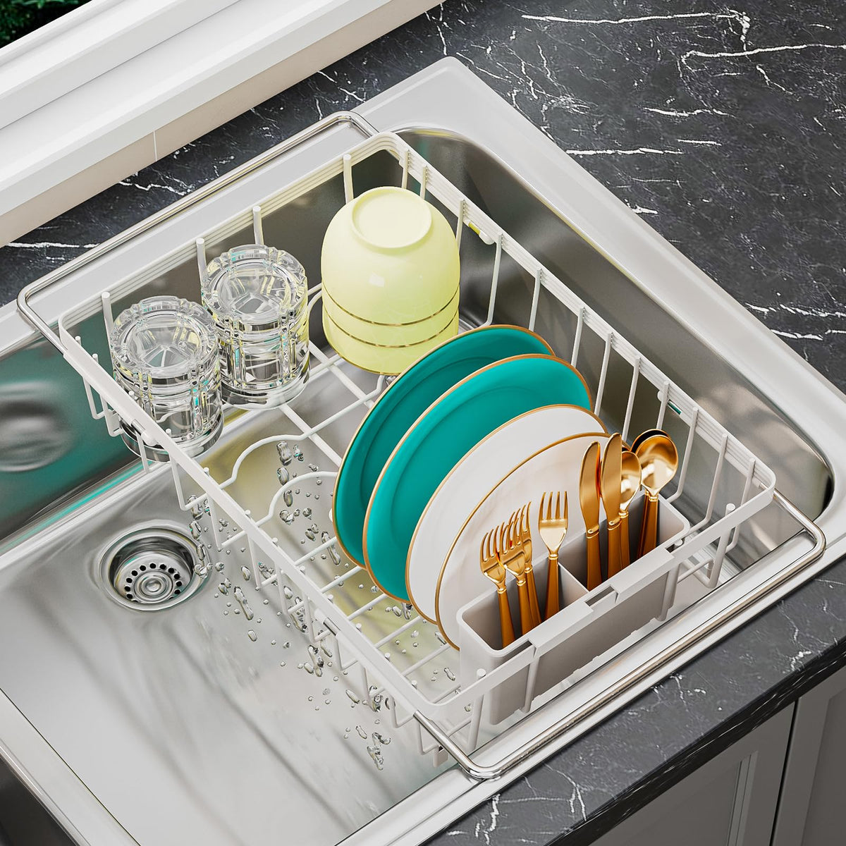 Small Dish Drying Rack in Sink