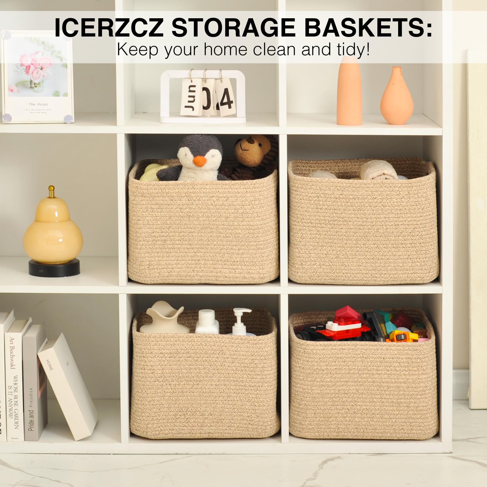 Storage Baskets for Organizing & Shelves (4 Count)