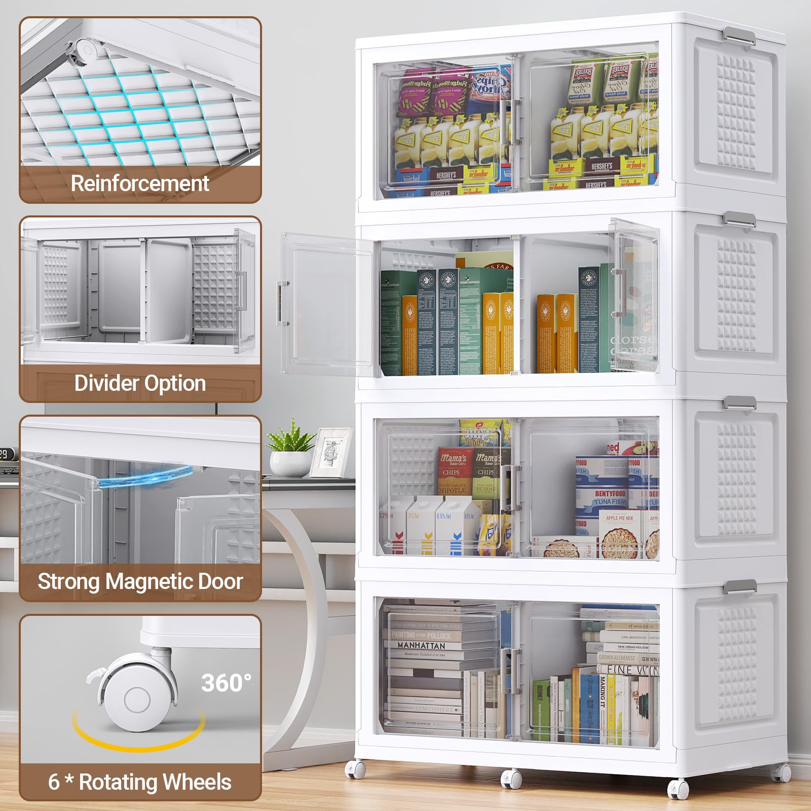 600 Qt Stackable Storage Bins Foldable Cabinet (3 Count)