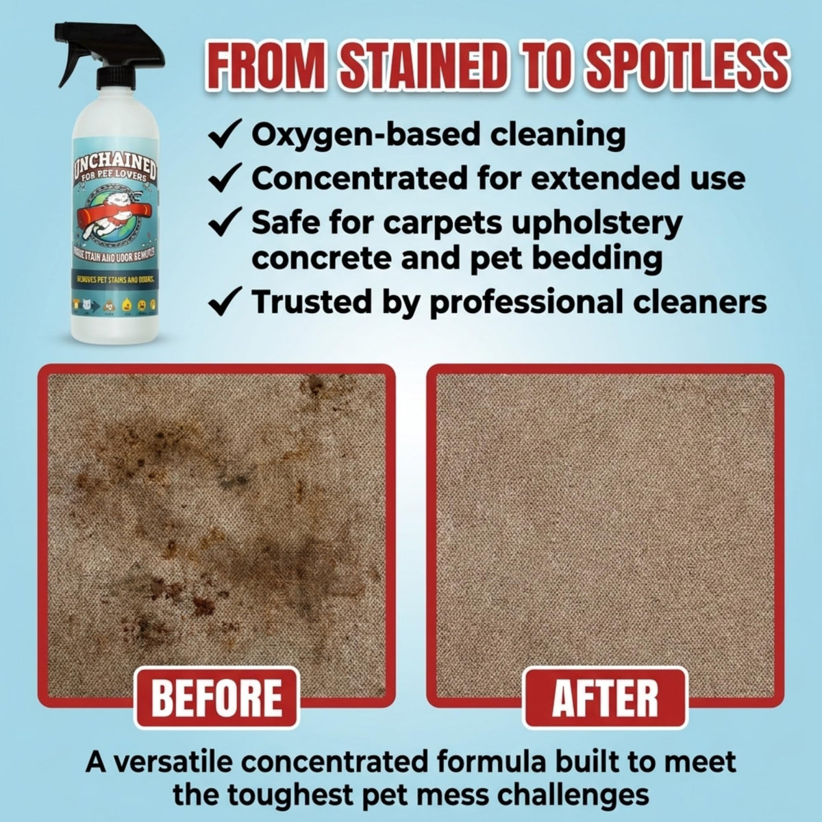 Unchained Pet Stain And Odor Remover Spray (24 Ounce)