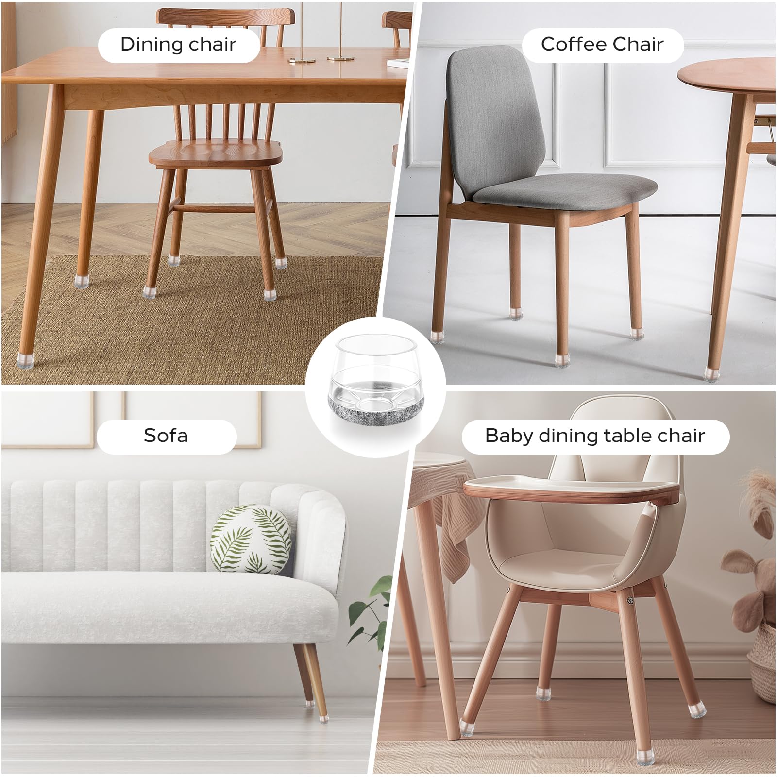 24 PCS Silicone Chair Leg Floor Protectors Small