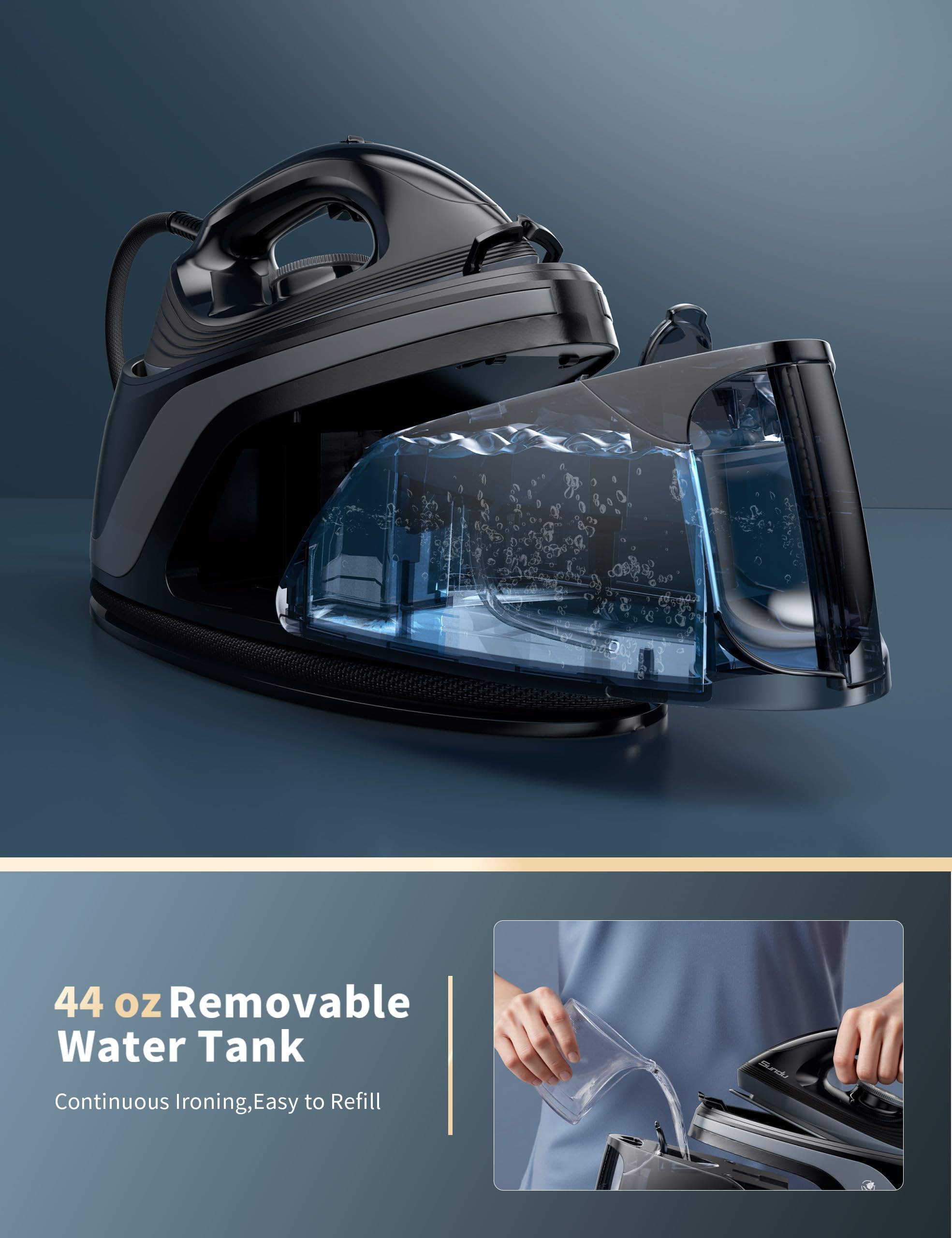 1500W Steam Iron with Ceramic Soleplate & Auto