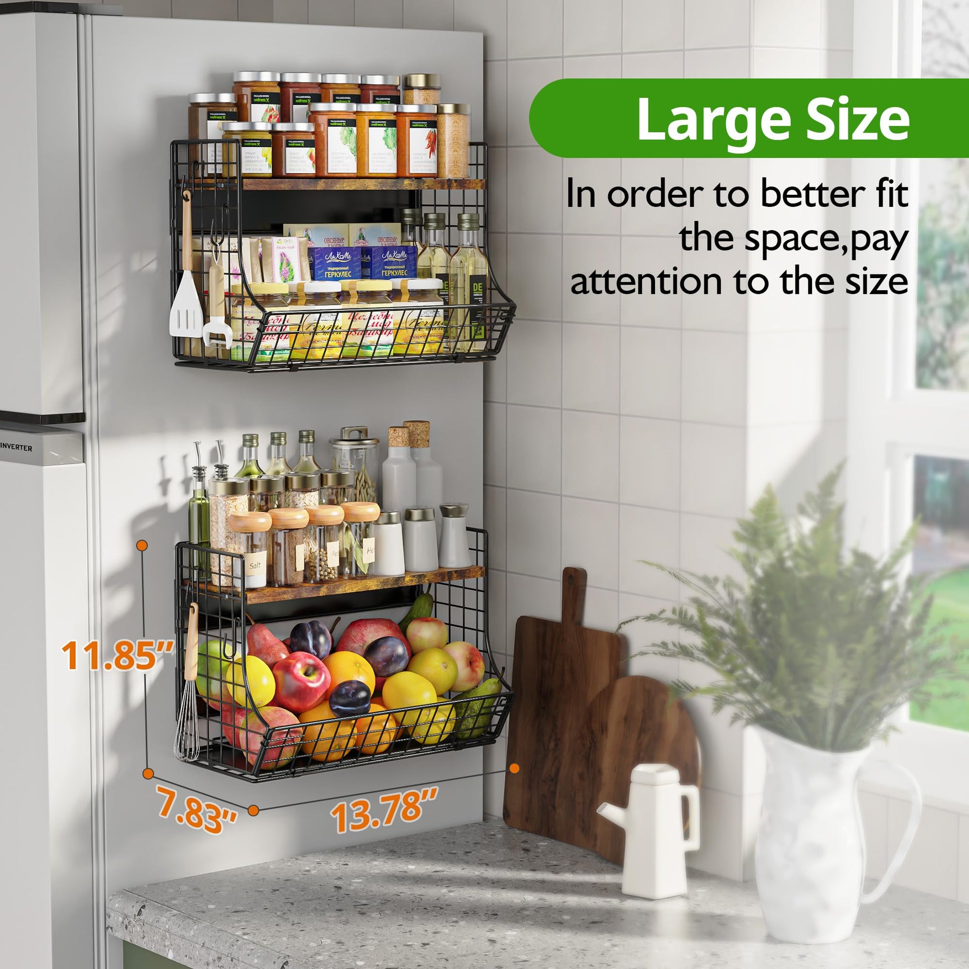 Magnetic Shelf for Fridge with Wood Lid