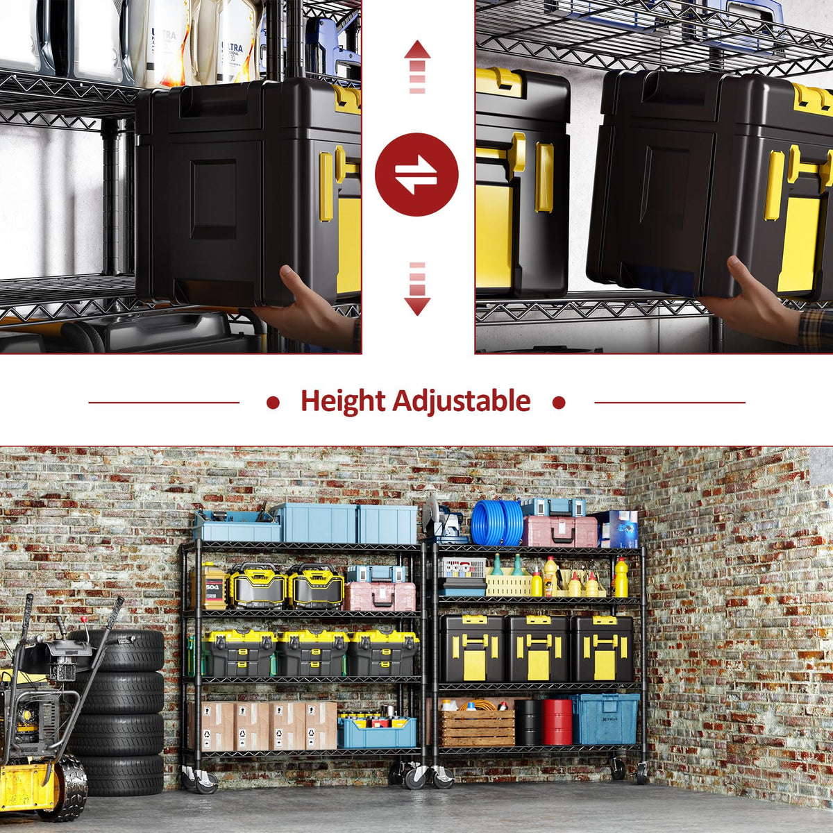4 Tier Adjustable Heavy Duty Metal Storage Shelving Unit (4 Count)