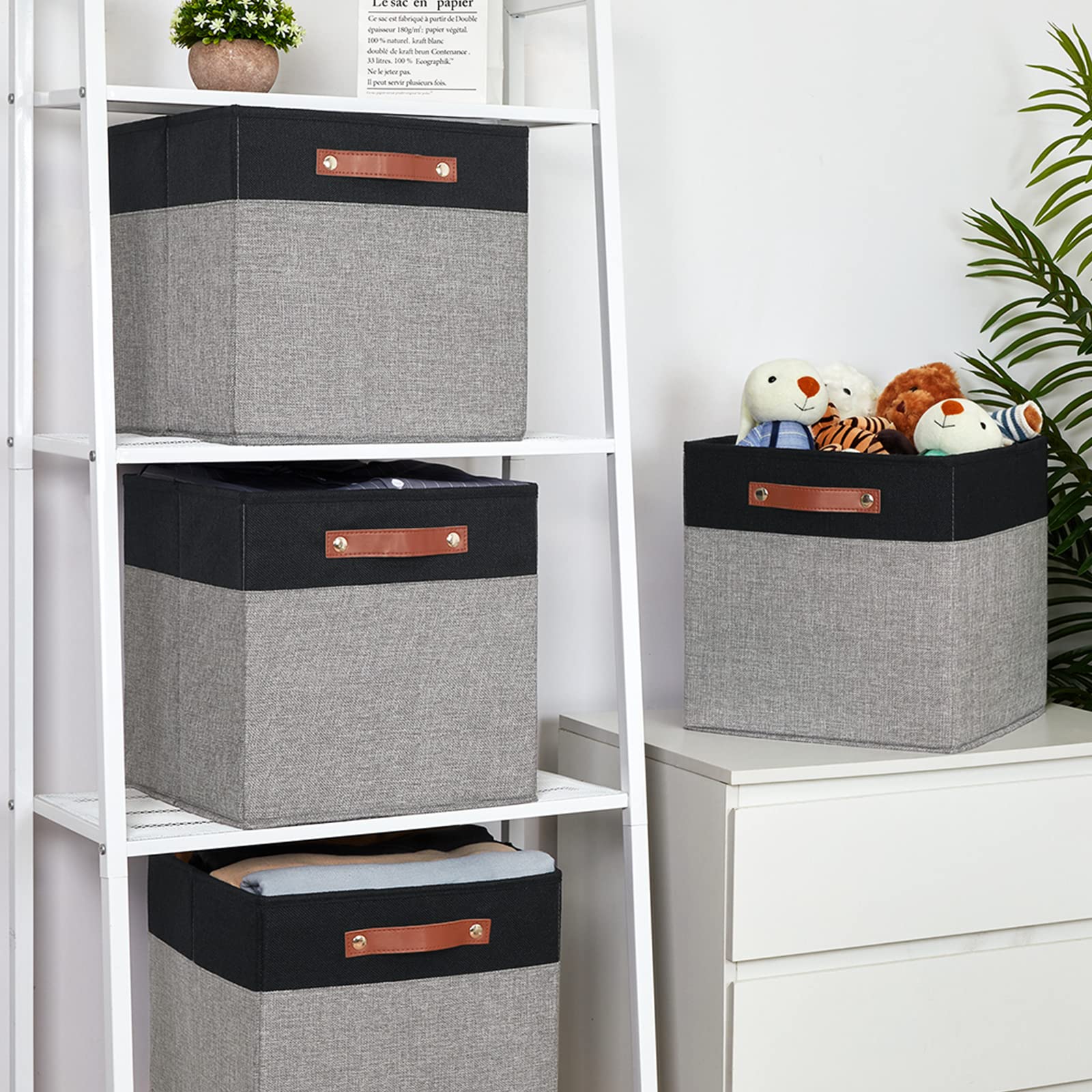 13 x 13 Storage Cubes Foldable Storage Cubes 4 Pack Canvas Storage Bin for Home (4 Count)