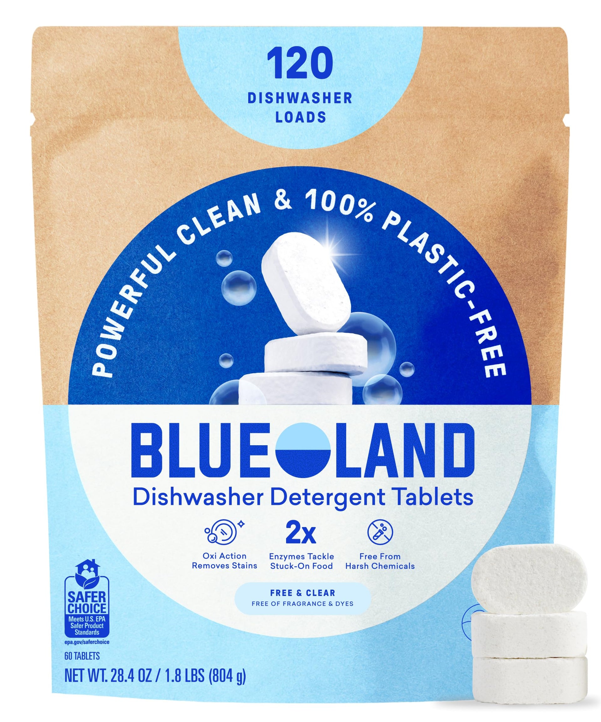 100% Plastic Free Dishwasher Detergent Tablets 120ct (120 Count)