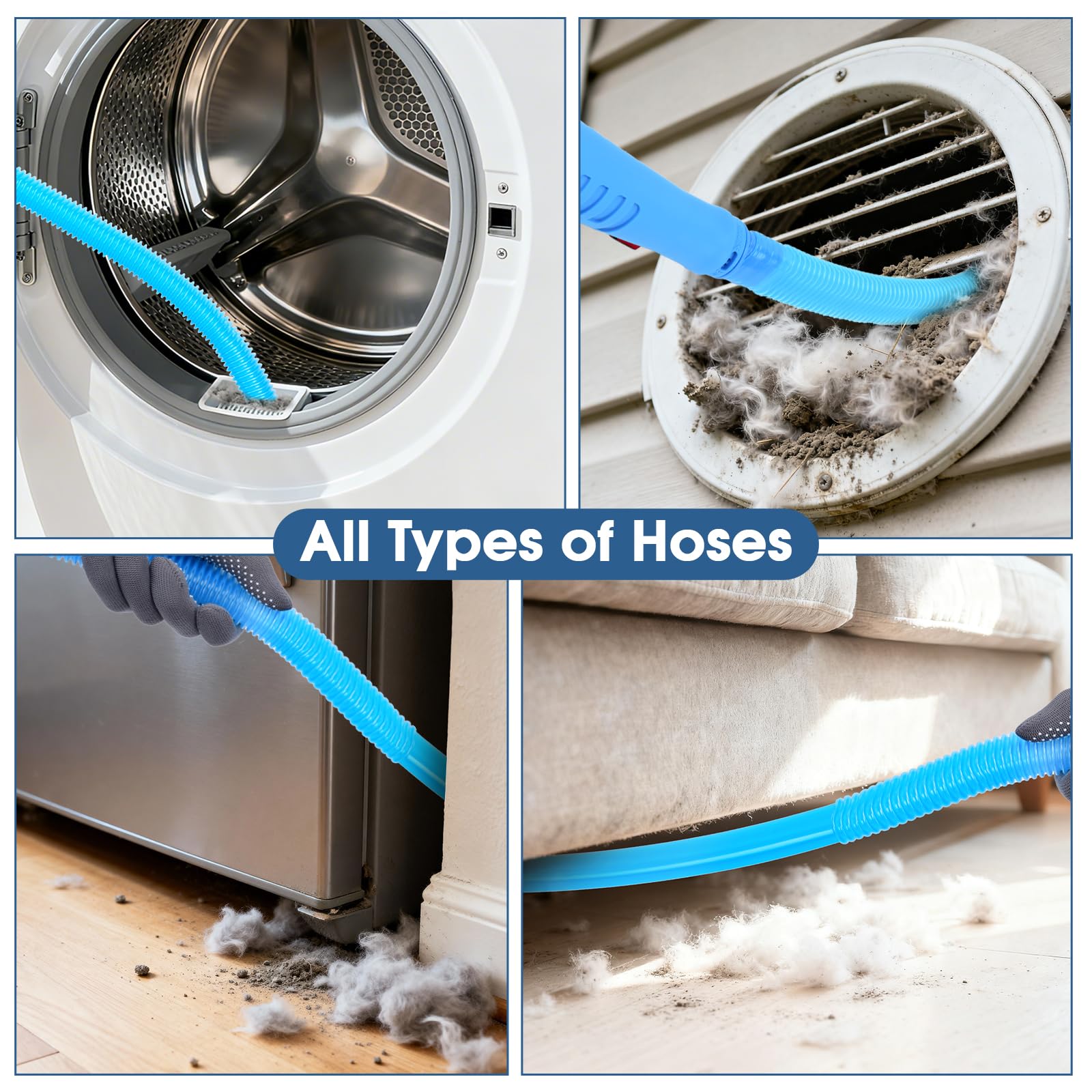 Universal Dryer Vent Cleaner Kit Compatible with Most Vacuum Cleaner Include Vacuum Hose Attachment Accessories Brush Lint Act Brush