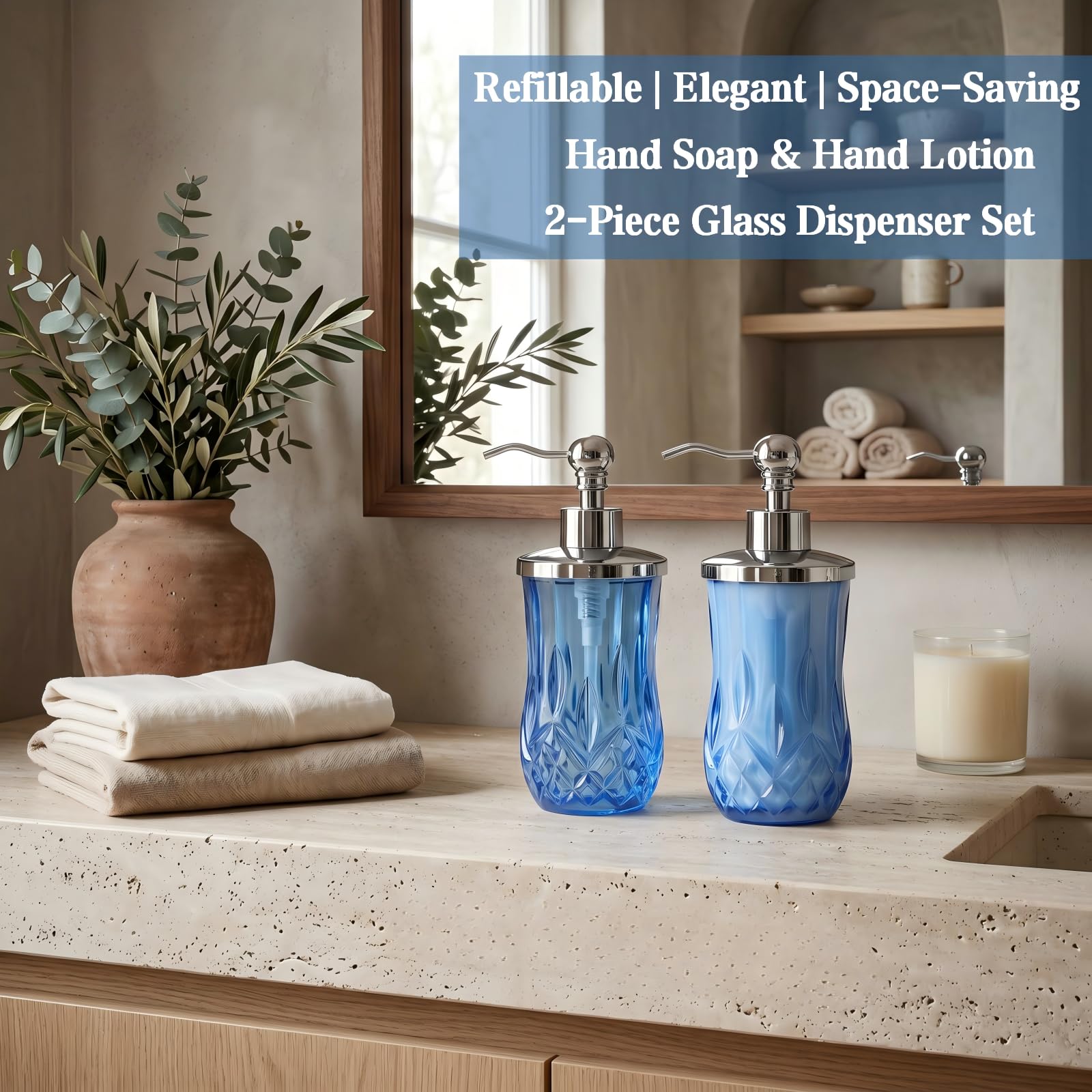 2 Pack 9Oz Blue Soap Dispenser (2 Count)