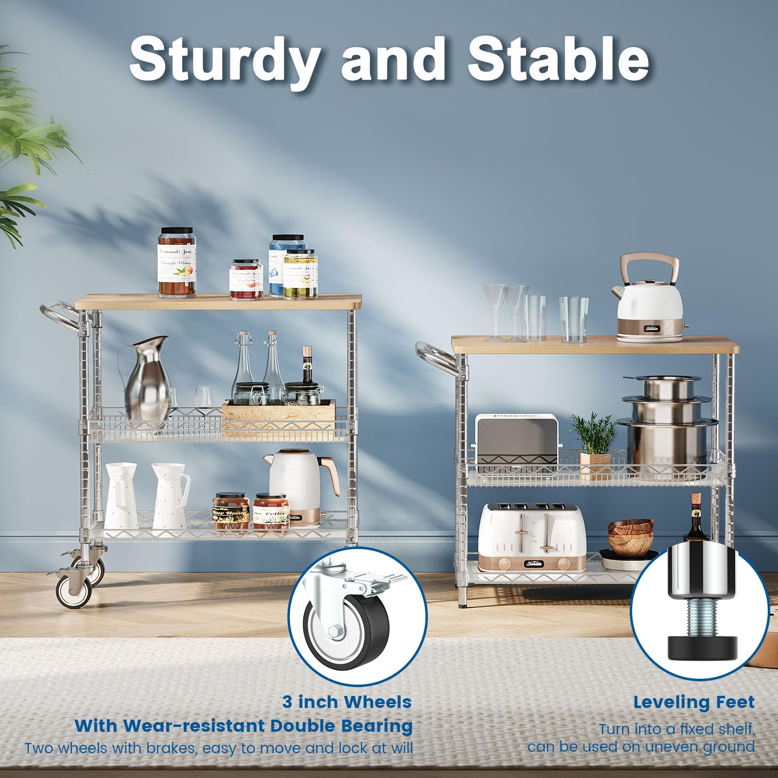 Rolling Kitchen Carts with Wheels