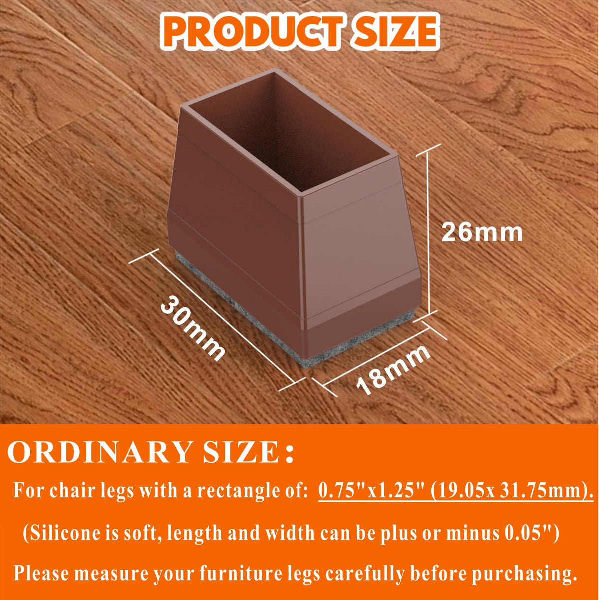Rectangle Chair Leg Protectors for Hardwood Floors (16 Count)